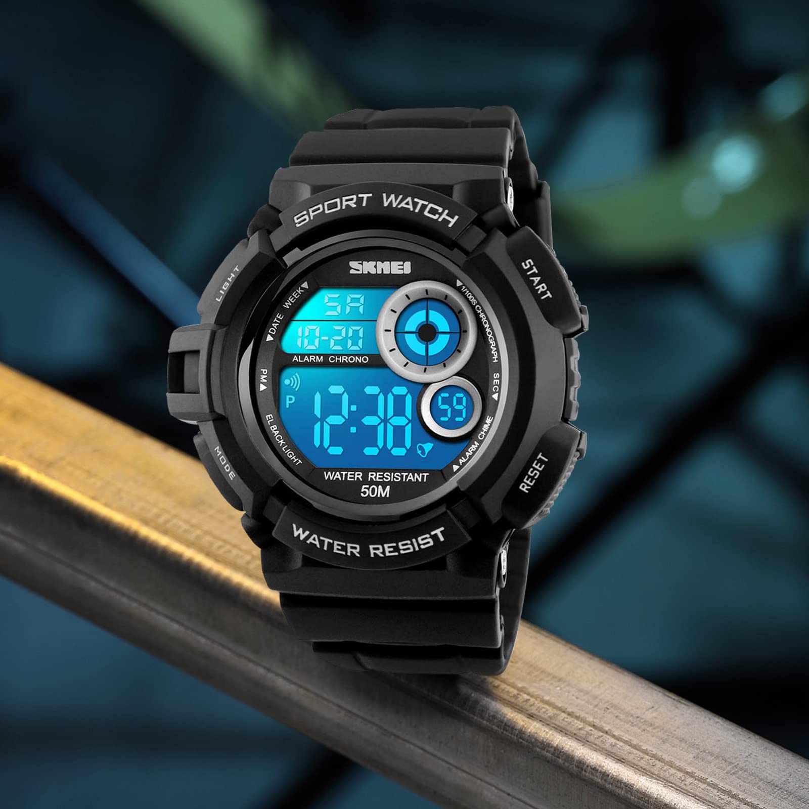 FANMIS Men's Military Digital Watch - 50M Water Resistant LED Backlight Sports Watch with Multifunction for Outdoor, Hiking & Casual Wear | Unisex Electronic Wristwatch for Men & Women