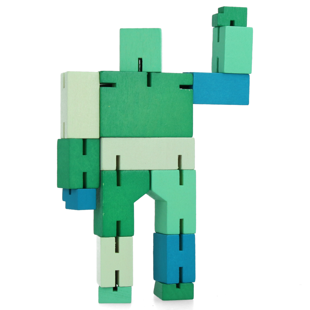 Cubebot Small Green Wooden Robot Toy - Fun & Educational STEM Gift for Kids | Perfect for Playtime, Learning & Home Decor