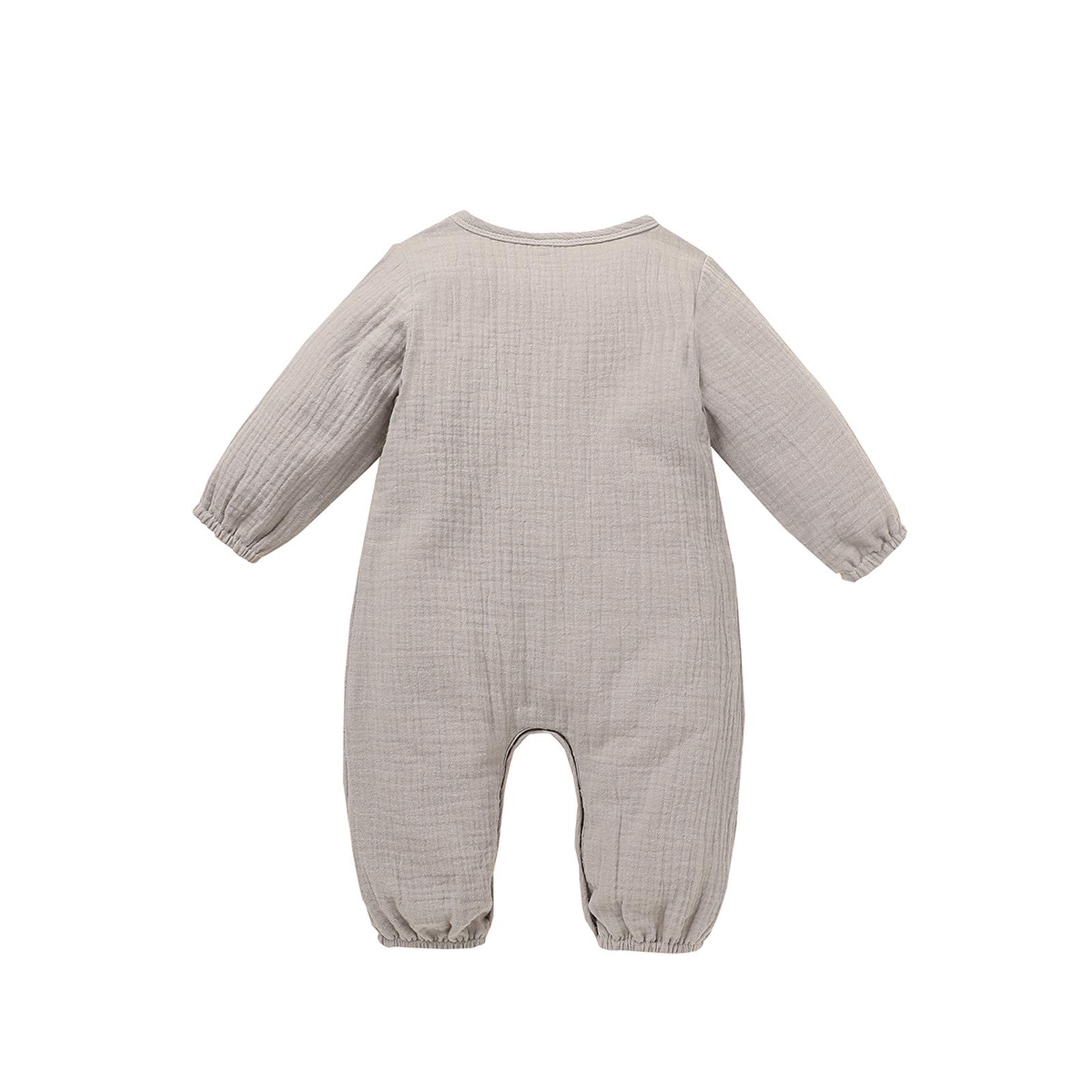 Breathable Linen Cotton Romper Jumpsuit for Newborn Baby Boys & Girls - Summer Outfits with Pockets | Perfect for Playtime, Beach Trips & Family Photos