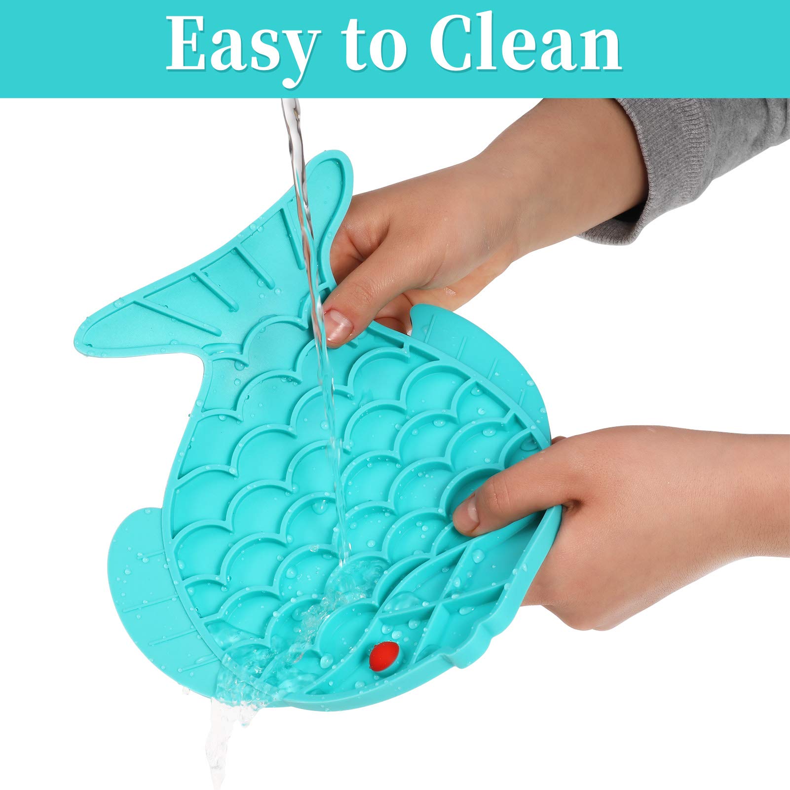 VASTAIR 2-Pack Silicone Lick Mats for Dogs & Cats - Slow Feeder Puzzle Mat for Peanut Butter, Yogurt - Reduces Anxiety & Boredom - Perfect for Bath Time, Grooming & Mealtime (Fish Design)