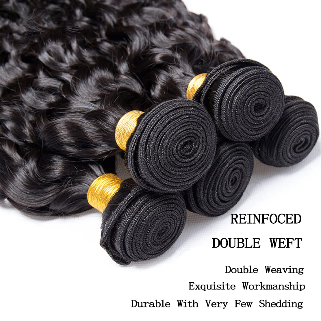 Vallbest 100% Unprocessed Brazilian Wet and Wavy Human Hair Weave Bundles with Lace Closure - 3 Bundles (14