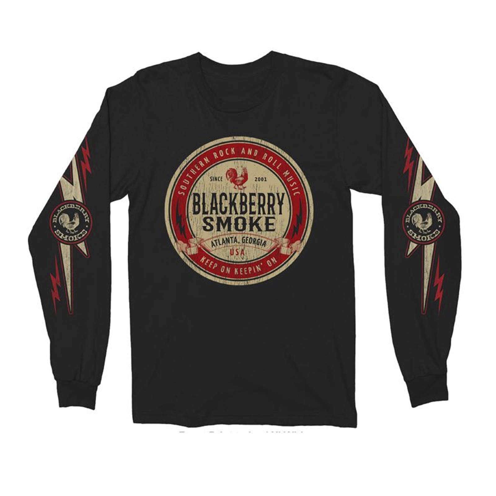 Blackberry Smoke Band Merch - Lightning Label Graphic Long Sleeve T-Shirt for Men | Vintage Rock Music Tee | Concert & Casual Wear