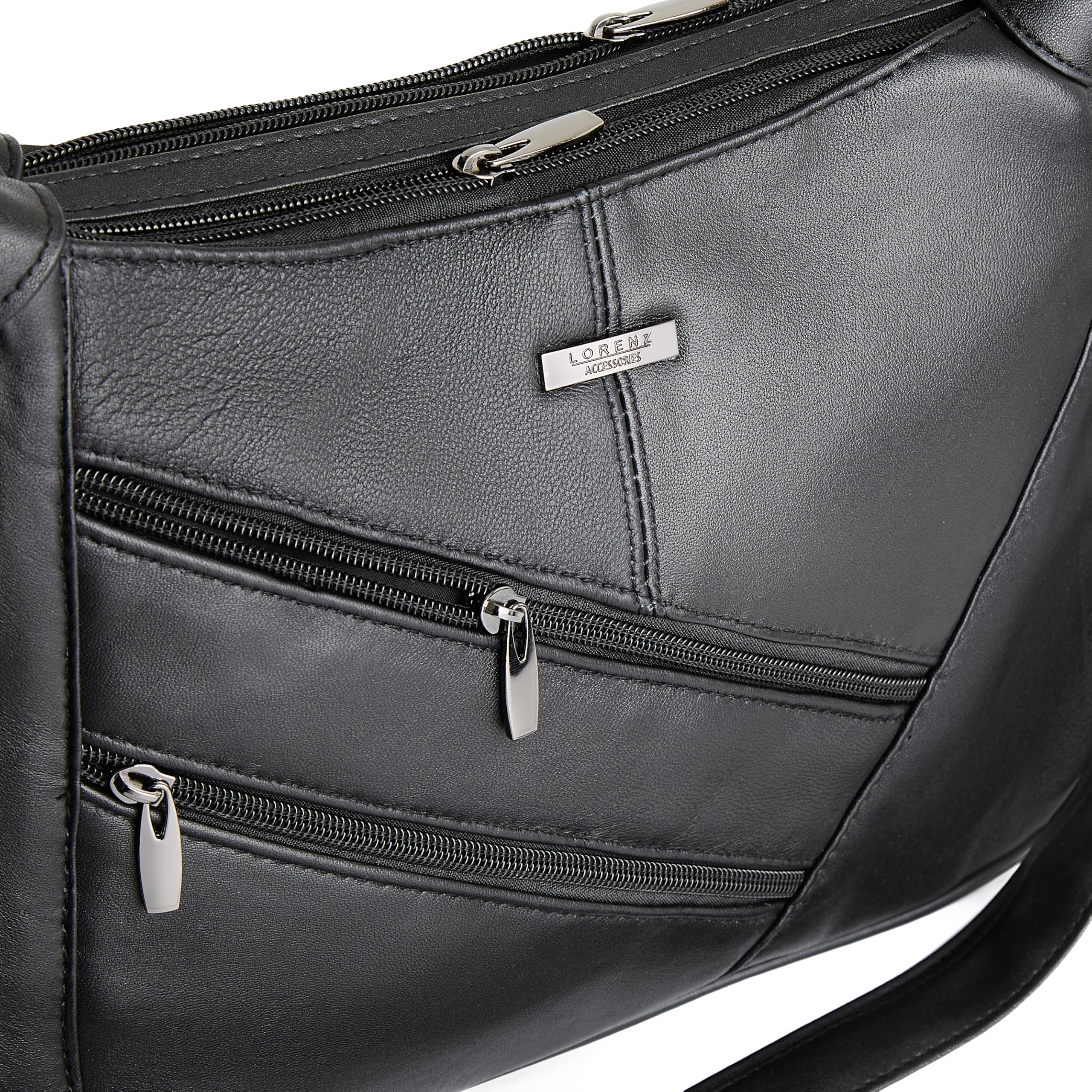 Woodland Leathers Women's Genuine Soft Leather Crossbody Bag - Black Medium Shoulder Purse with Adjustable Strap & Multiple Pockets | Perfect for Work, College, Travel & Everyday Use