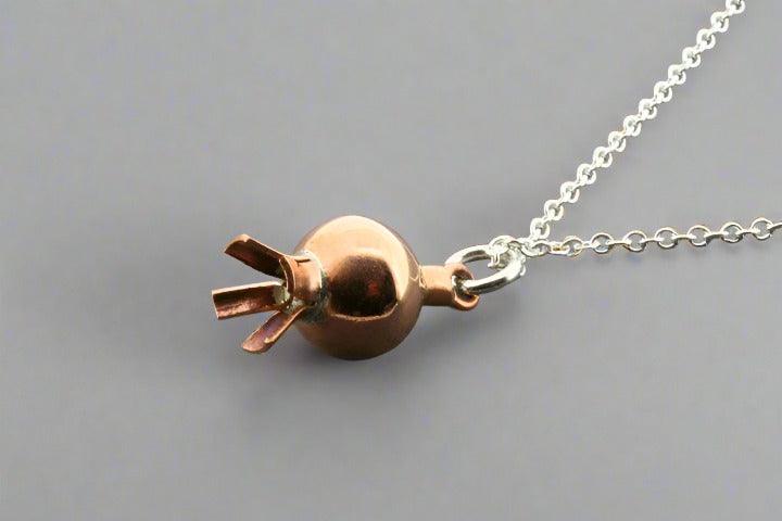 Copper Pomegranate Pendant Necklace with Silver Chain - Elegant Jewelry for Women, Perfect for Parties, Weddings & Everyday Wear