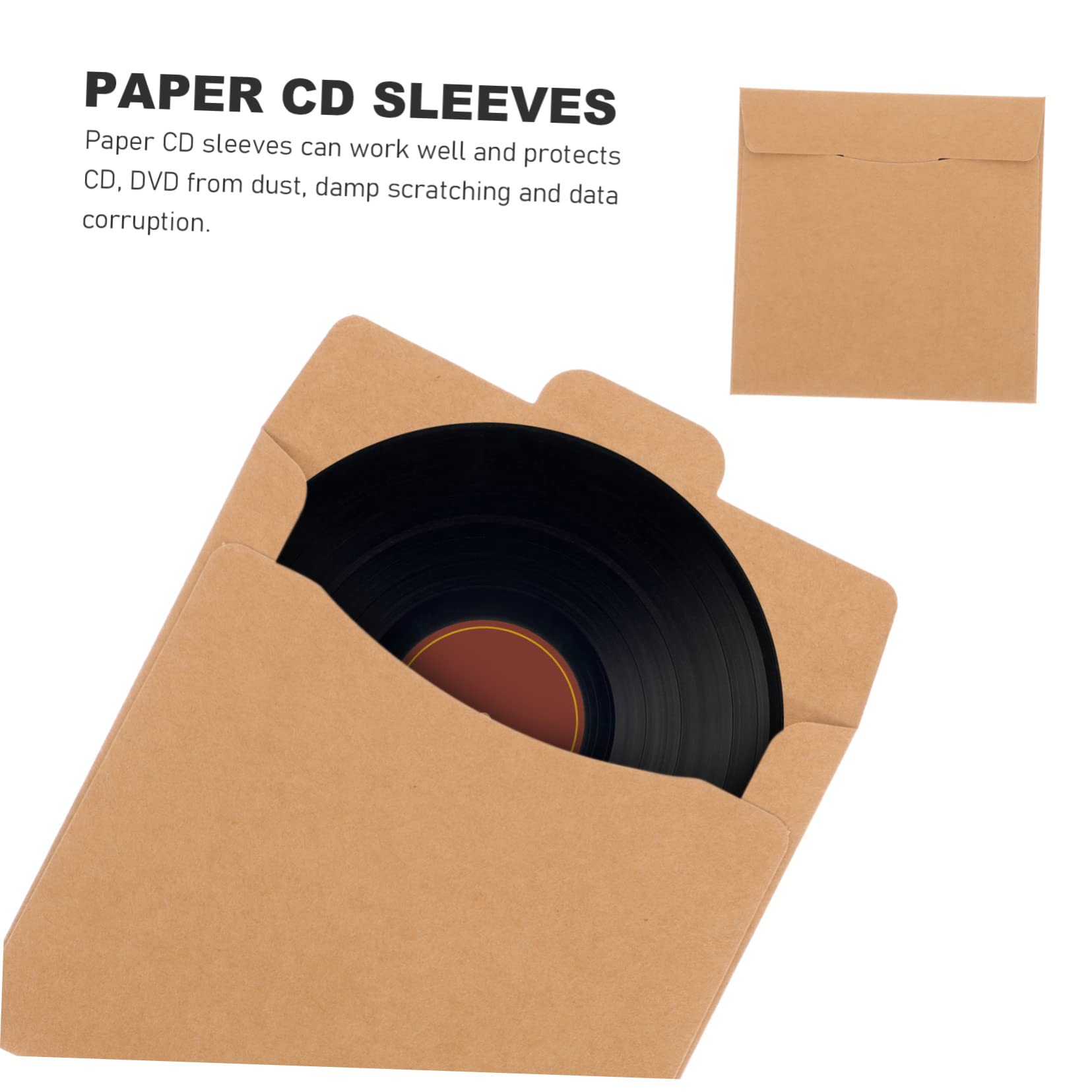 Yardenfun 50pcs Kraft Paper DVD Sleeves - Eco-Friendly Media Storage Protects from Scratches & Dust | Perfect for DVD Collections, Movie Archives & Media Organization