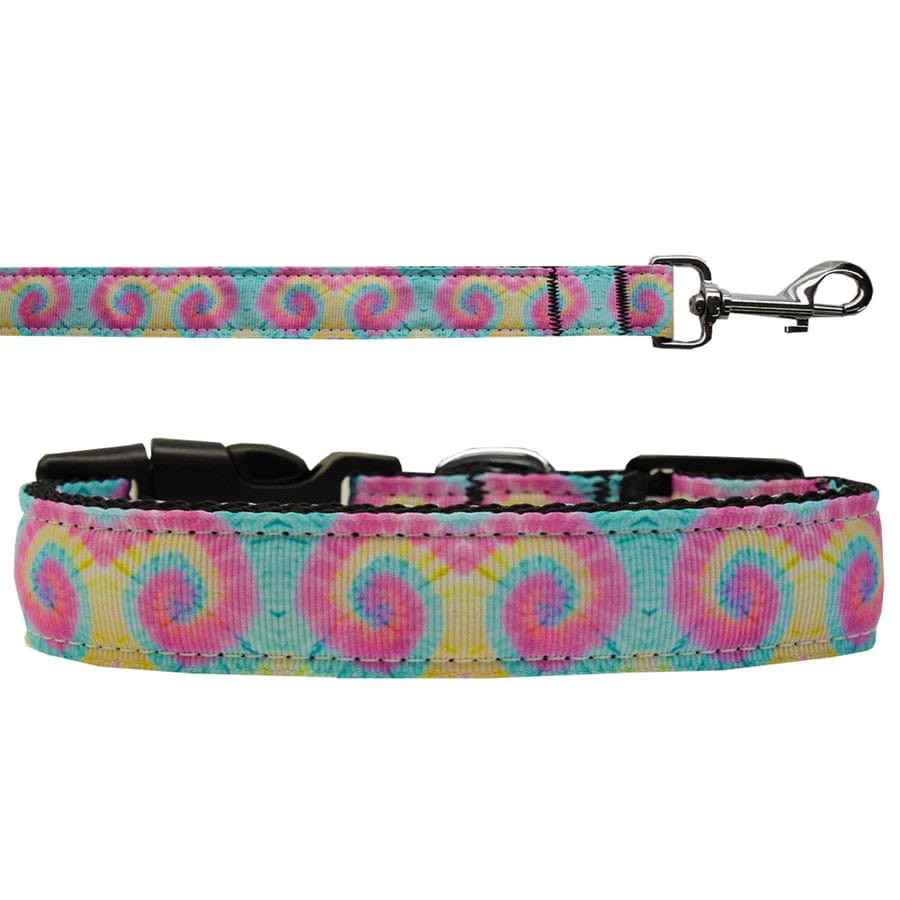 Vibrant Tie Dye Dog Collar and Leash Set - Adjustable Pet Collar with Matching Leash for Small Medium Large Dogs - Perfect for Walks, Training & Outdoor Adventures