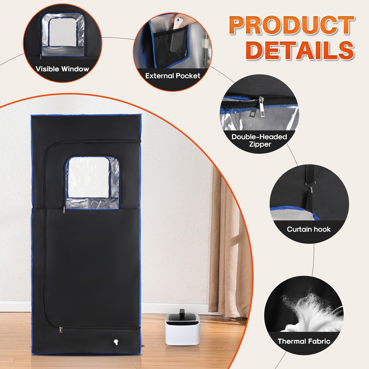 Portable Steam Sauna Tent for Home Use - Foldable Single Person Sauna Box with 1000W Steam Generator & Remote - 300D Canvas Material (31.5
