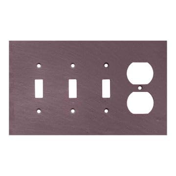 Decorative Vermont Slate Purple Electrical Switch Plate - 4 Gang Outlet Wall Plate (8.5” W x 5” H) | Light Switch Cover & Duplex Receptacle Faceplate for Home, Office & Commercial Use