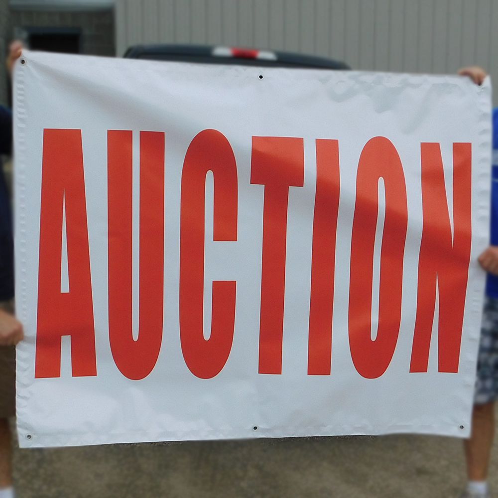 4' Red on White Auction Banners - Custom Sizes Available | Perfect for Fundraisers, Charity Events & Live Auctions