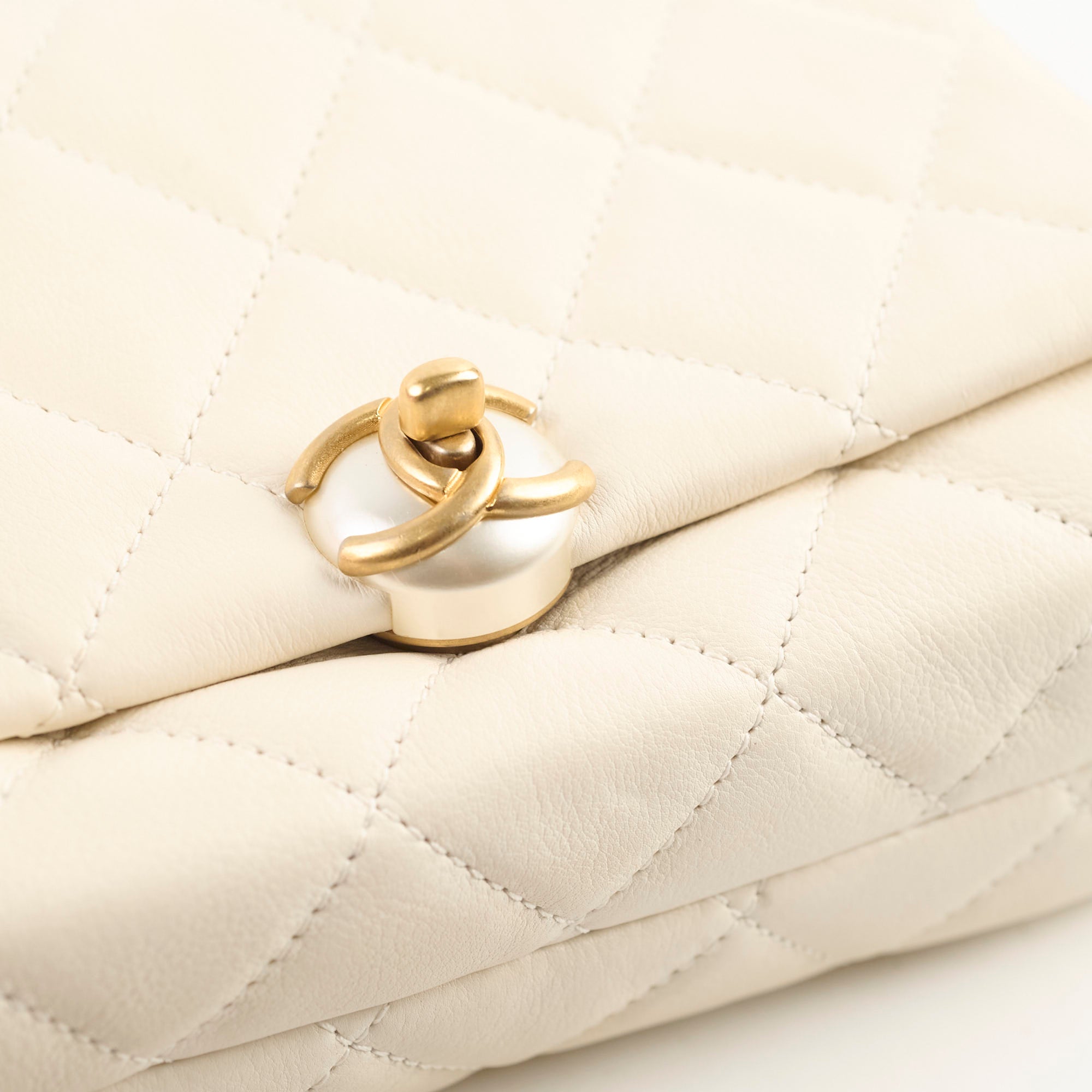 Chanel Calfskin Accordion Pearl Flap Bag White 28 Series - Luxury Designer Handbag for Women, Perfect for Evening Parties & Special Occasions
