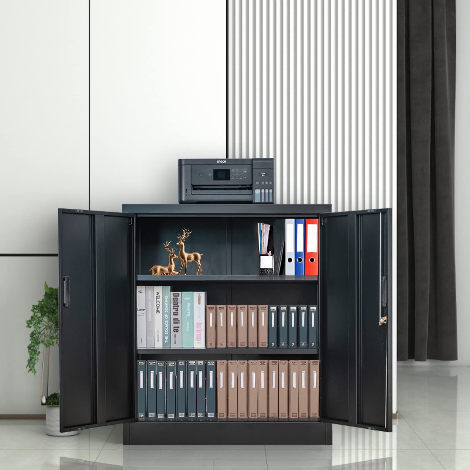 Heavy Duty Metal Storage Cabinet with Lock & Adjustable Shelves - 36.2