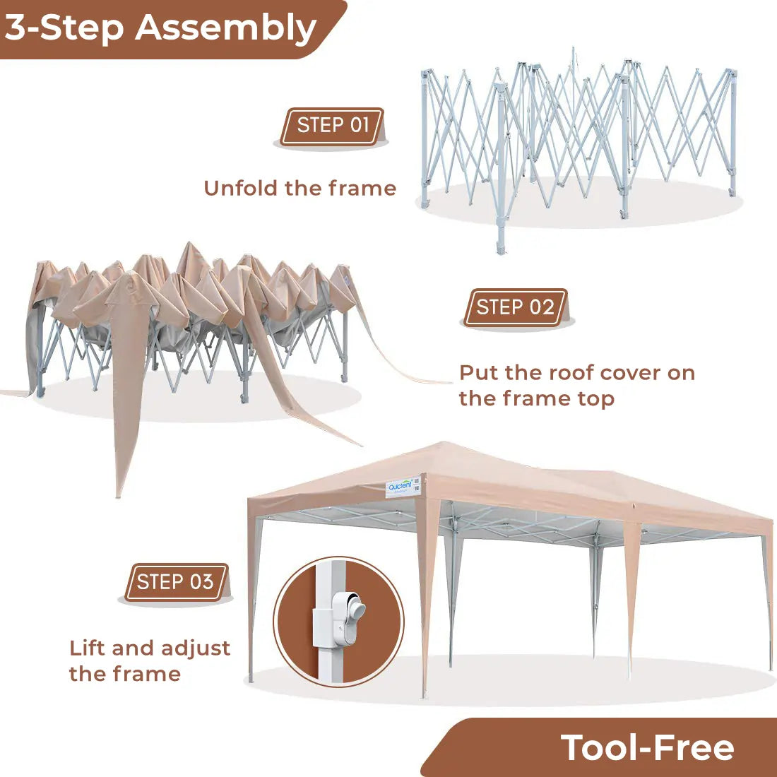 Quictent 10' x 20' EZ Pop Up Canopy Tent - Instant Shelter for Outdoor Events, Parties, Camping & Beach - Waterproof & UV Protection