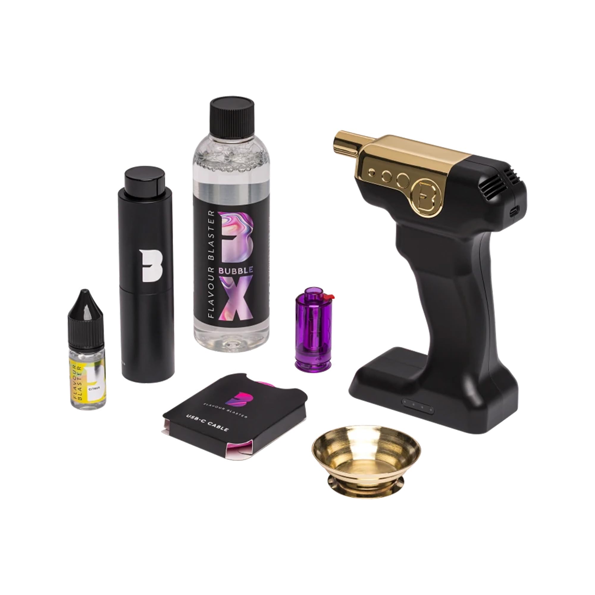 Flavour Blaster Mini 2 Cocktail Gun Kit - Smoking Cocktail Machine with Edible Bubbles & Aroma | Create Flavor-Rich Smoke Clouds for Drinks & Food | Perfect for Bartending, Parties & Cocktail Gifts (Black)