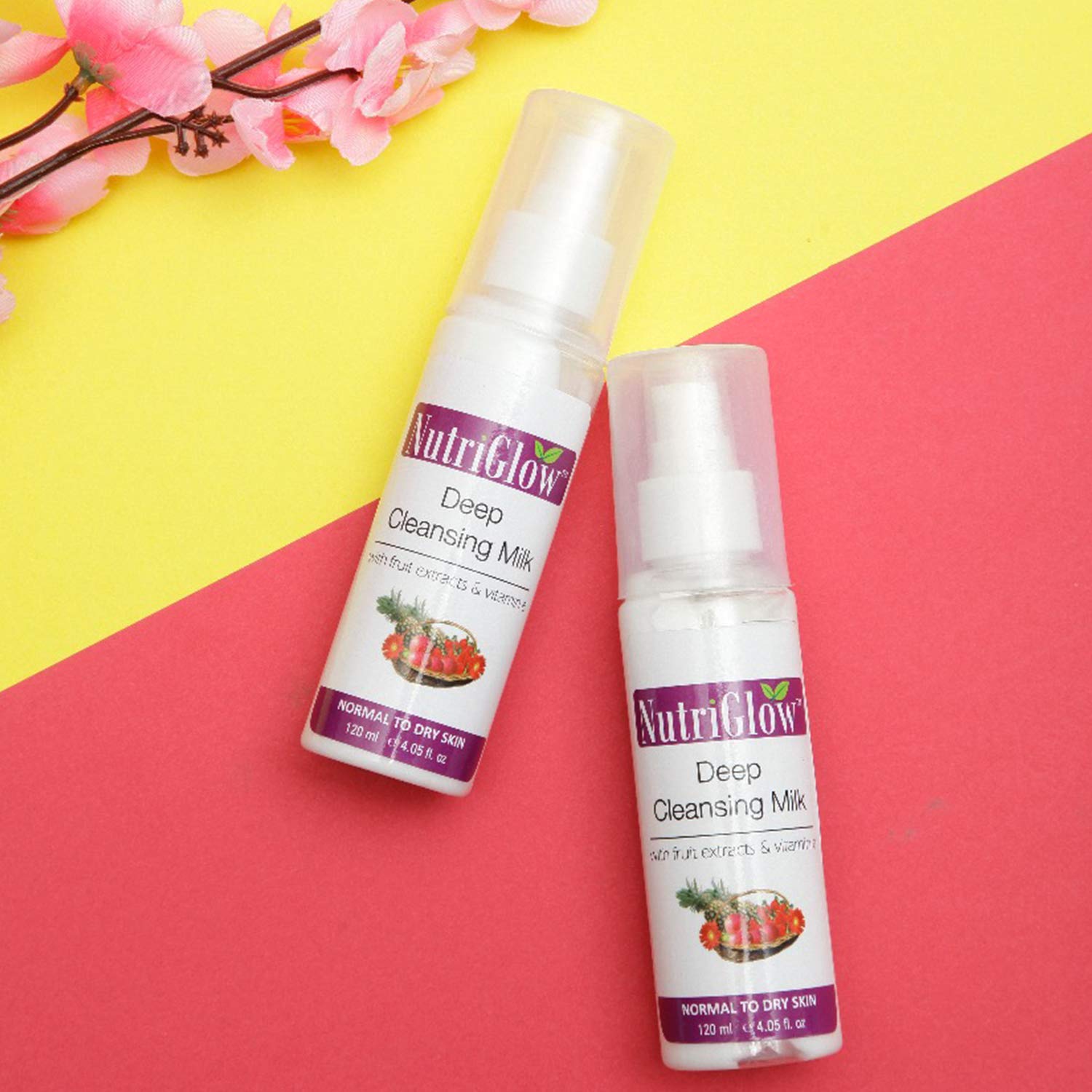 NutriGlow Deep Cleansing Milk with Fruit Extracts & Vitamin E - 120ml (Pack of 2) | Gentle Face Wash for Radiant Glow & Clear Skin | Perfect for Daily Skincare Routine & Travel