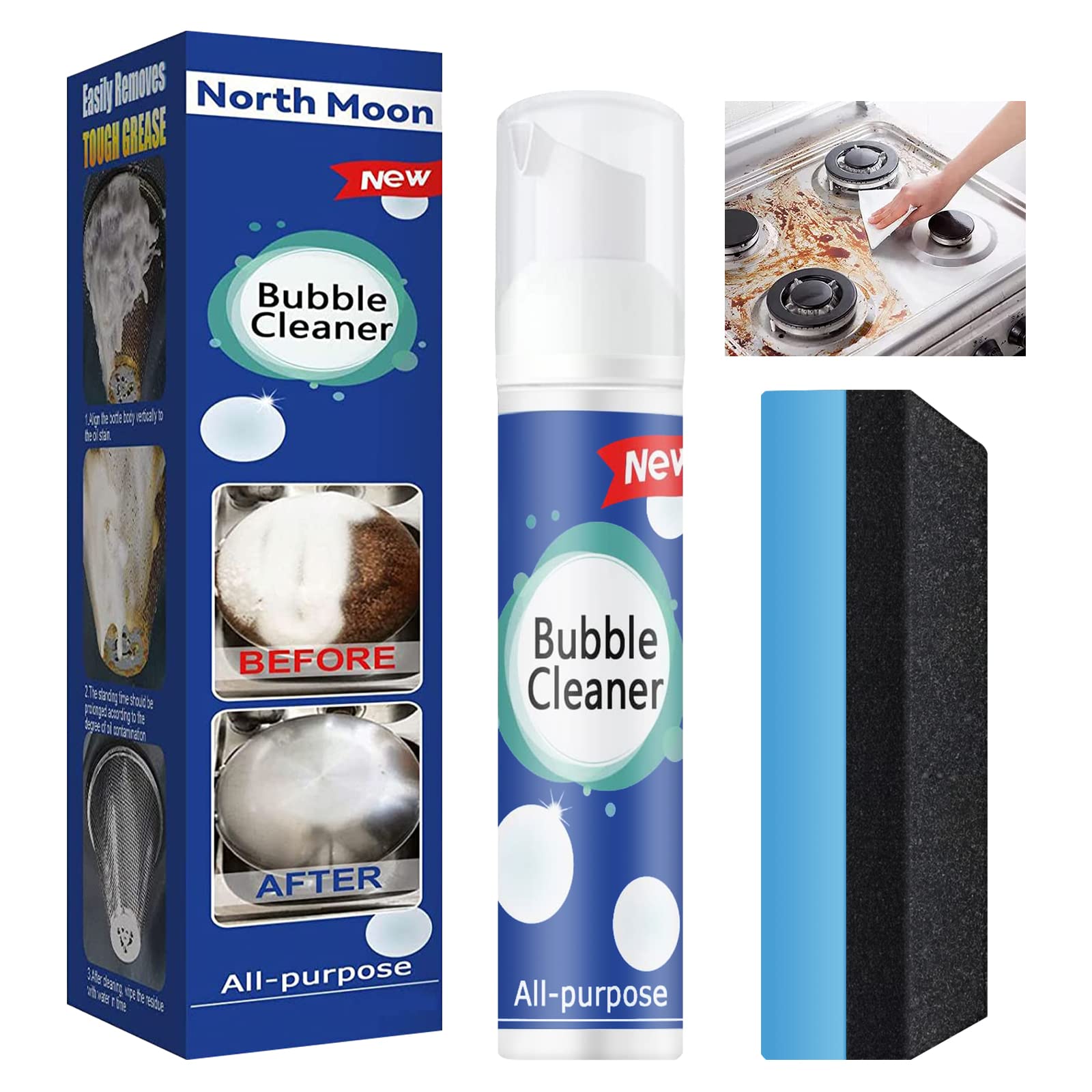Heavy Duty Foaming Oil Stain Cleaner - Powerful Kitchen Degreaser for Stubborn Grease & Grime - All Purpose Foam Cleaner Spray (100ml, 1pc) - Perfect for Ovens, Stovetops, Grill Grates & Kitchen Appliances