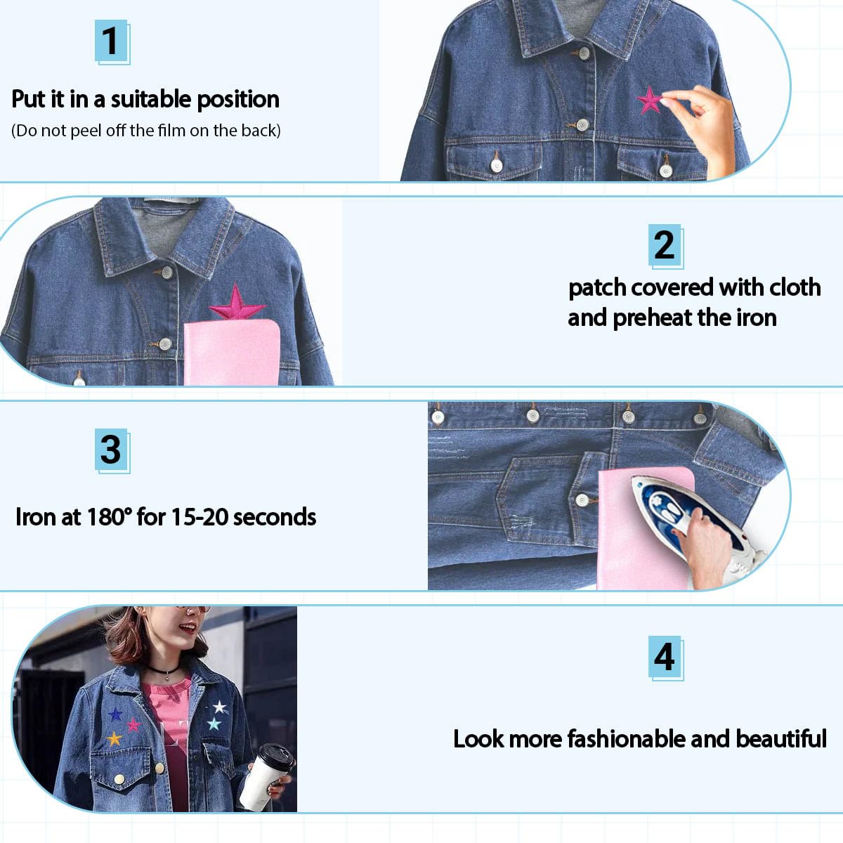 80pcs Iron-On Star Patches - Embroidered Appliques for DIY Clothing, Jackets, Bags & Hats - Small Sew-on Embellishments for Denim, Caps & Accessories - Perfect for Customizing Outfits, Backpacks & Gifts