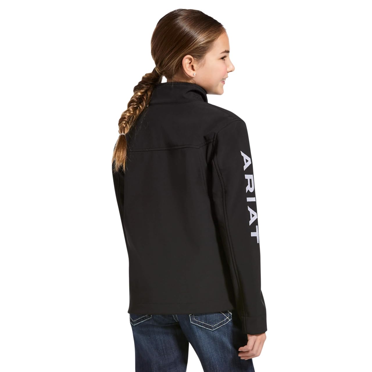ARIAT Kids' New Team Softshell Jacket - Waterproof Windbreaker for Boys & Girls - Lightweight Outdoor Jacket for Hiking, School & Sports (Black)