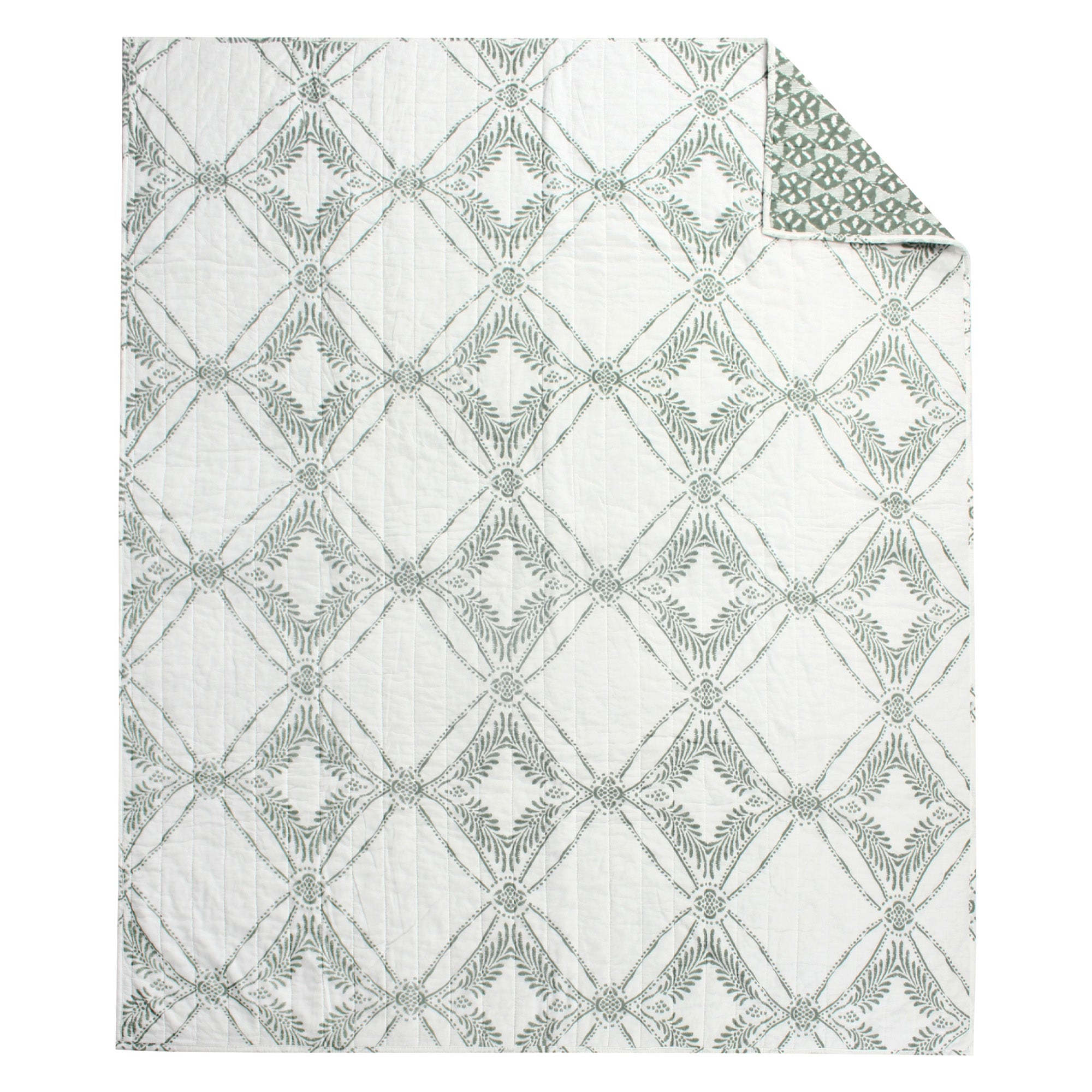 Kemala Sage Quilted Throw Blanket - Soft Lightweight Bedspread for Couch, Sofa & Bed - Cozy Home Decor for Living Room, Dorm or Gift