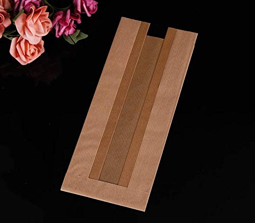 30 Pack Kraft Paper Bread Bags with Front Window & Label Seal Sticker - 12.2