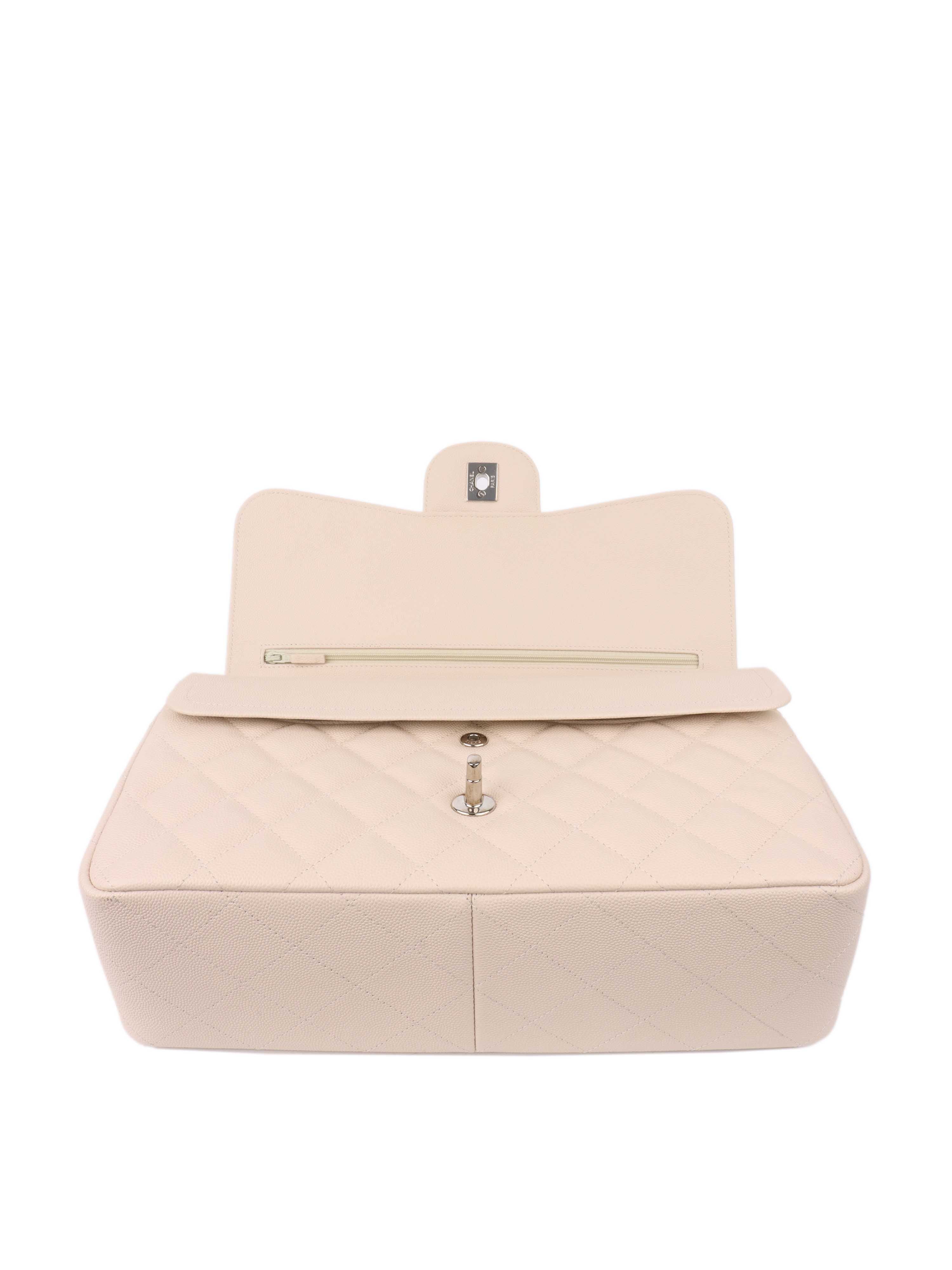 Chanel Jumbo Ivory Caviar Classic Flap Bag - Luxury Designer Handbag for Women | Perfect for Parties, Weddings & Special Occasions