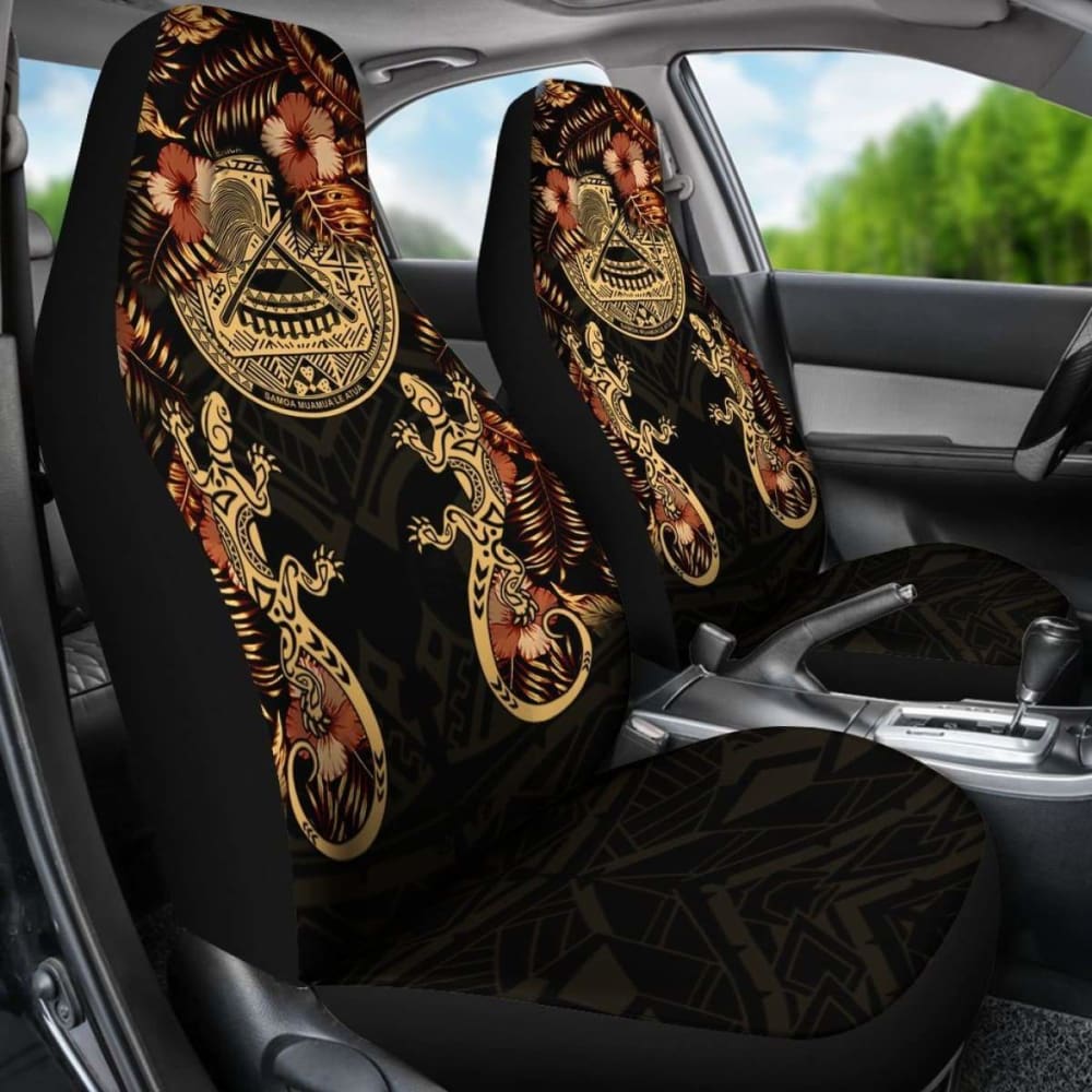 Premium American Samoa Car Seat Covers - Authentic Seal Lizard & Hibiscus Design (232125) | Durable Protection for Cars, Trucks & SUVs | Perfect for Travel, Commuting & Outdoor Adventures