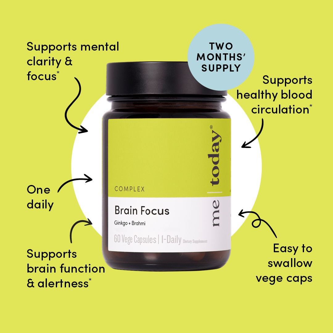Me Today Brain Focus Supplement - Enhance Memory & Concentration for Work, Study & Daily Tasks - Natural Nootropic for Mental Clarity & Cognitive Support