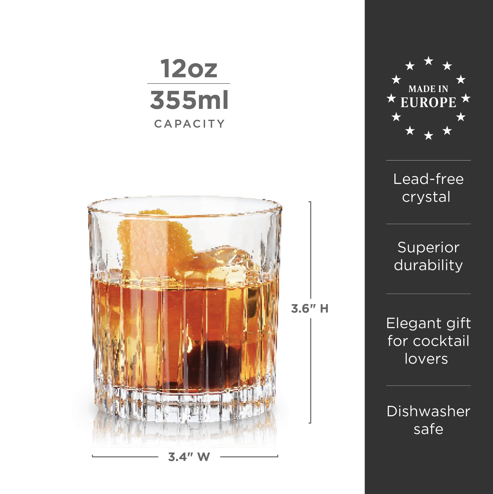 Premium Reserve Milo Crystal Whiskey Glasses Set of 4 - Elegant Barware for Scotch, Bourbon & Cocktails - Perfect for Home Bars, Dinner Parties & Gifts