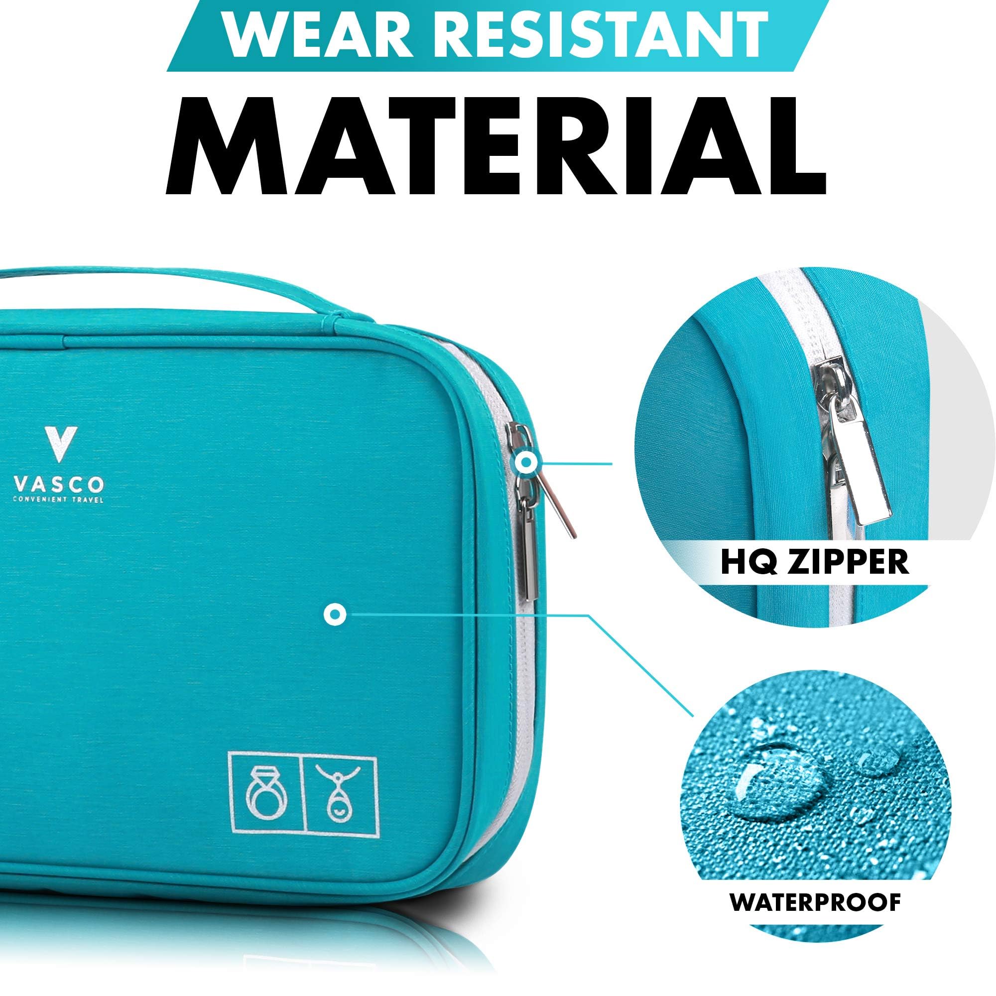 VASCO Travel Jewelry Organizer Roll - Portable Jewelry Case for Necklaces, Earrings, Rings & Bracelets - Compact Jewelry Storage Bag for Women - Perfect for Travel, Vacation & Daily Organization