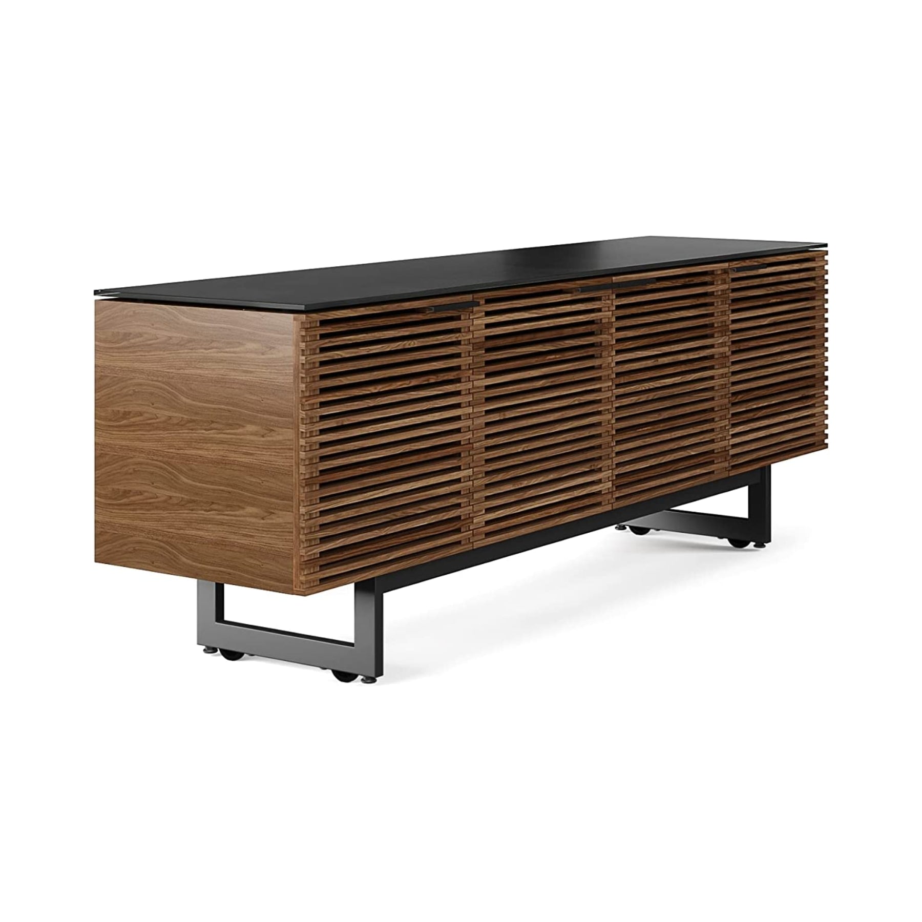 BDI 8179 Natural Walnut Quad Cabinet - Stylish TV Media Stand with 4 Storage Compartments | Perfect for Living Room, Home Theater & Entertainment Centers