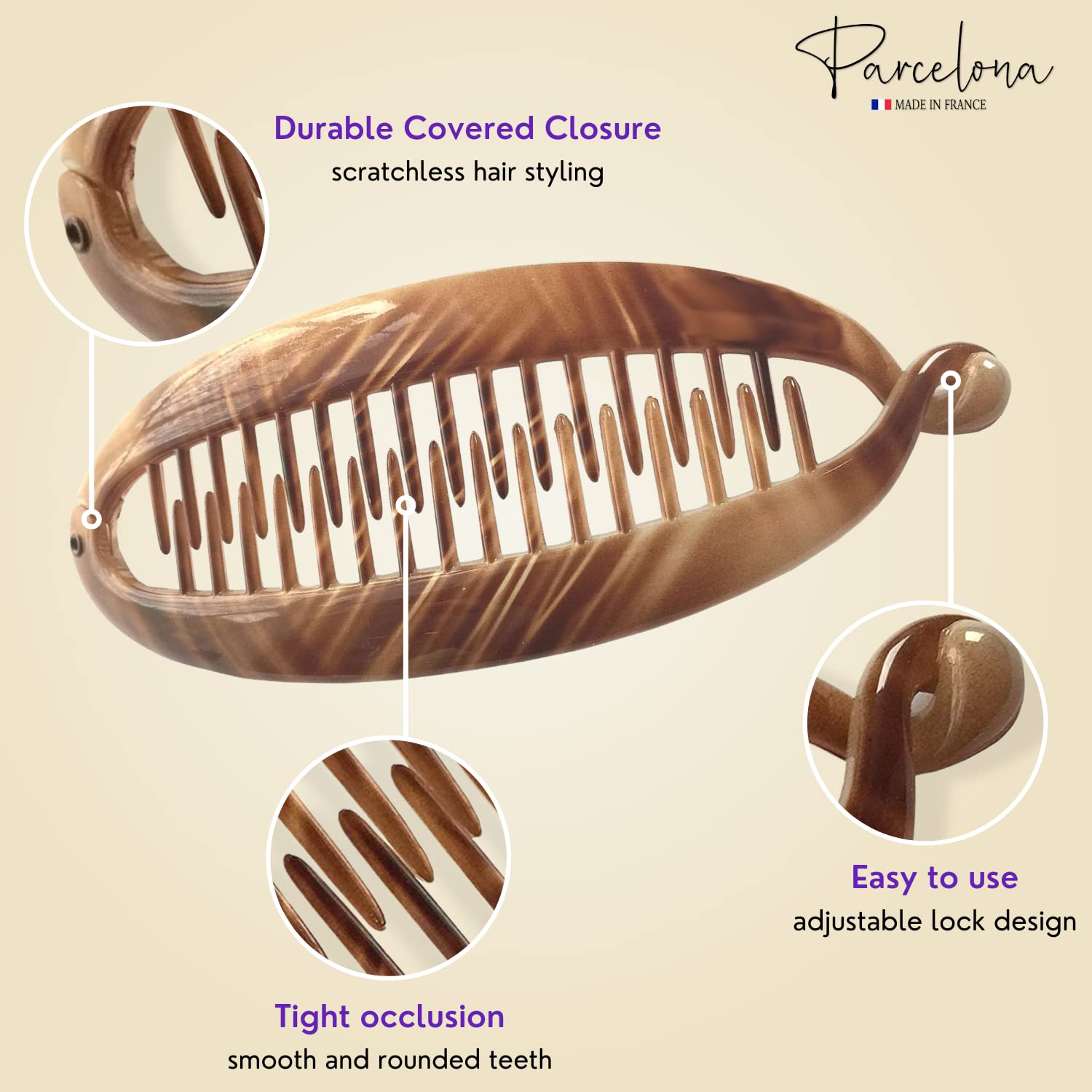 French Beige Tortoise Shell Hair Clips - 5.5