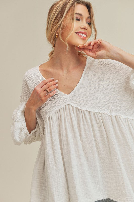 Boho Beachy Frayed Hem V-Neck Blouse for Women - Flowy Summer Tops for Casual Outings, Vacations & Beach Wear