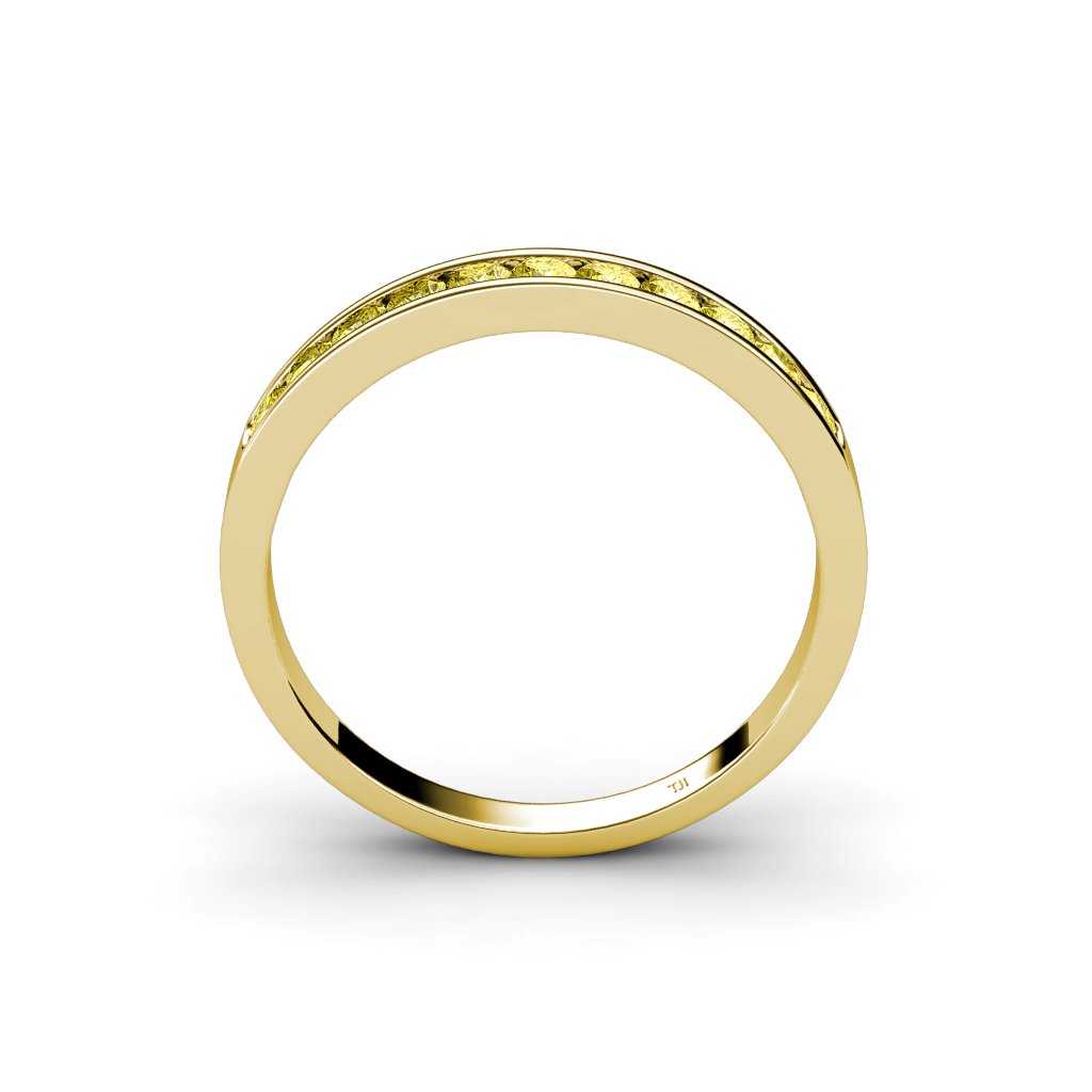11 Stone Yellow Sapphire Channel Set Wedding Band - 0.36ctw 18K Yellow Gold Ring for Women - Perfect for Engagement, Anniversary & Bridal Jewelry Gifts
