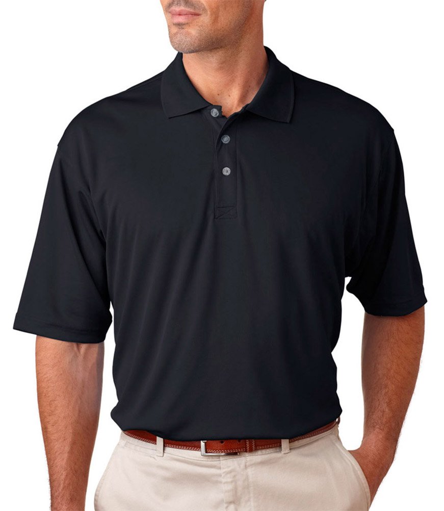 UltraClub Cool & Dry Men's Tall Mesh Polo Shirt - Breathable Moisture Wicking Performance Shirt for Golf, Work & Casual Wear - Black, X-Large Tall