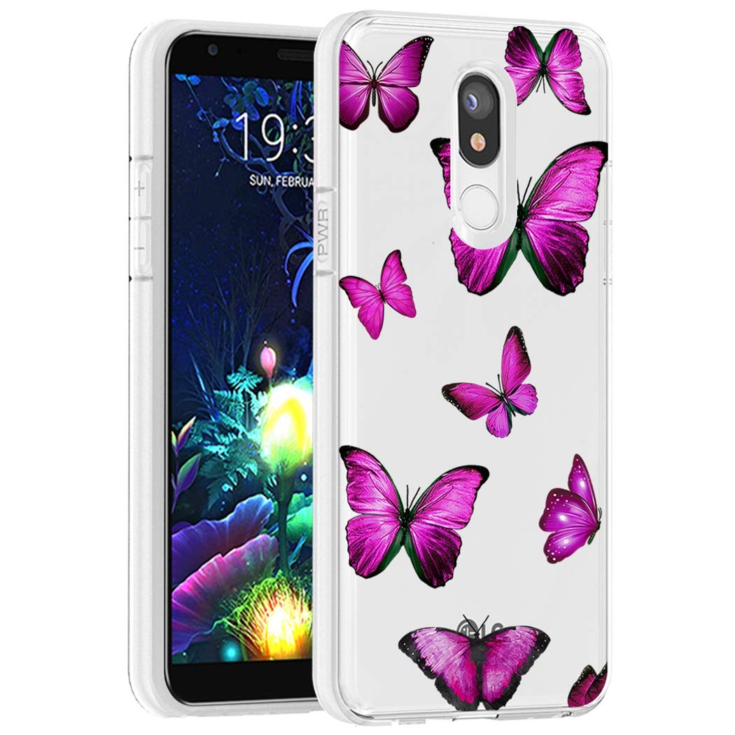 Vokuha Cute Butterfly Clear TPU Phone Case for LG K40/K12 Plus/X4 2019/Solo LTE/Harmony 3/Xpression Plus 2 - Slim Shockproof Flexible Protective Cover for Women & Girls - Perfect for Everyday Use, School & Work