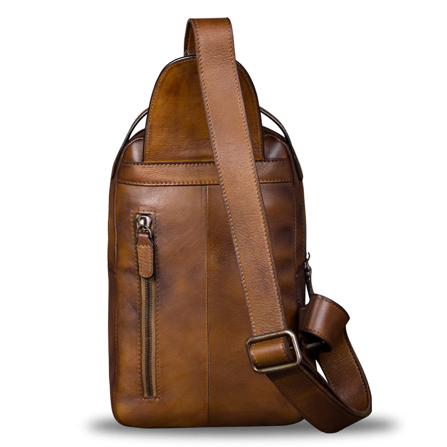 Genuine Leather Sling Bag - Vintage Crossbody Chest Shoulder Fanny Pack for Hiking, Travel & Everyday Use | Handmade Daypack Backpack for Men & Women