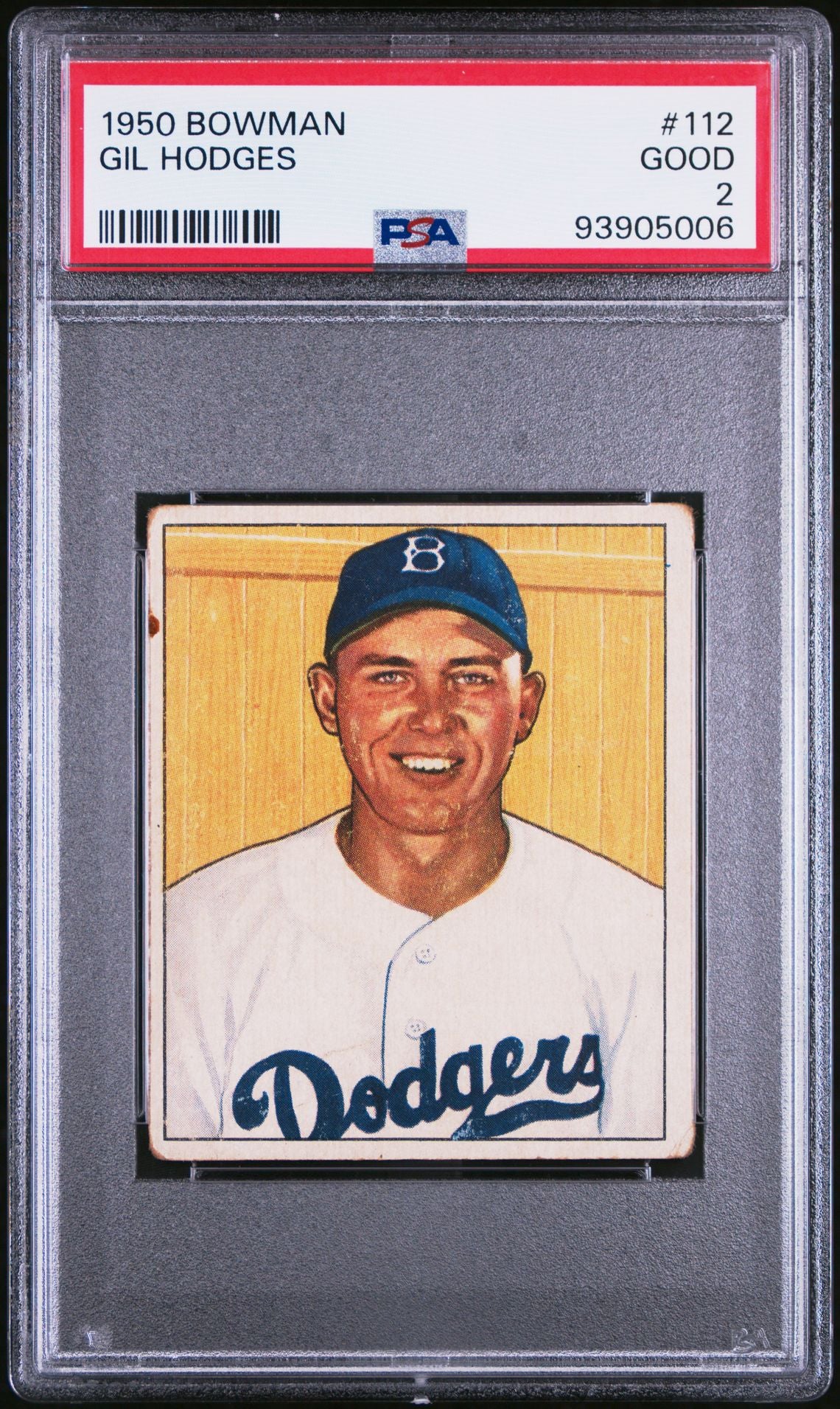 1950 Bowman Gil Hodges #112 Brooklyn Dodgers HOF PSA 2 Good #93905006 - Vintage Baseball Card for Collectors & Memorabilia Enthusiasts - Perfect for Display, Gifts, and Sports Memorabilia Collections