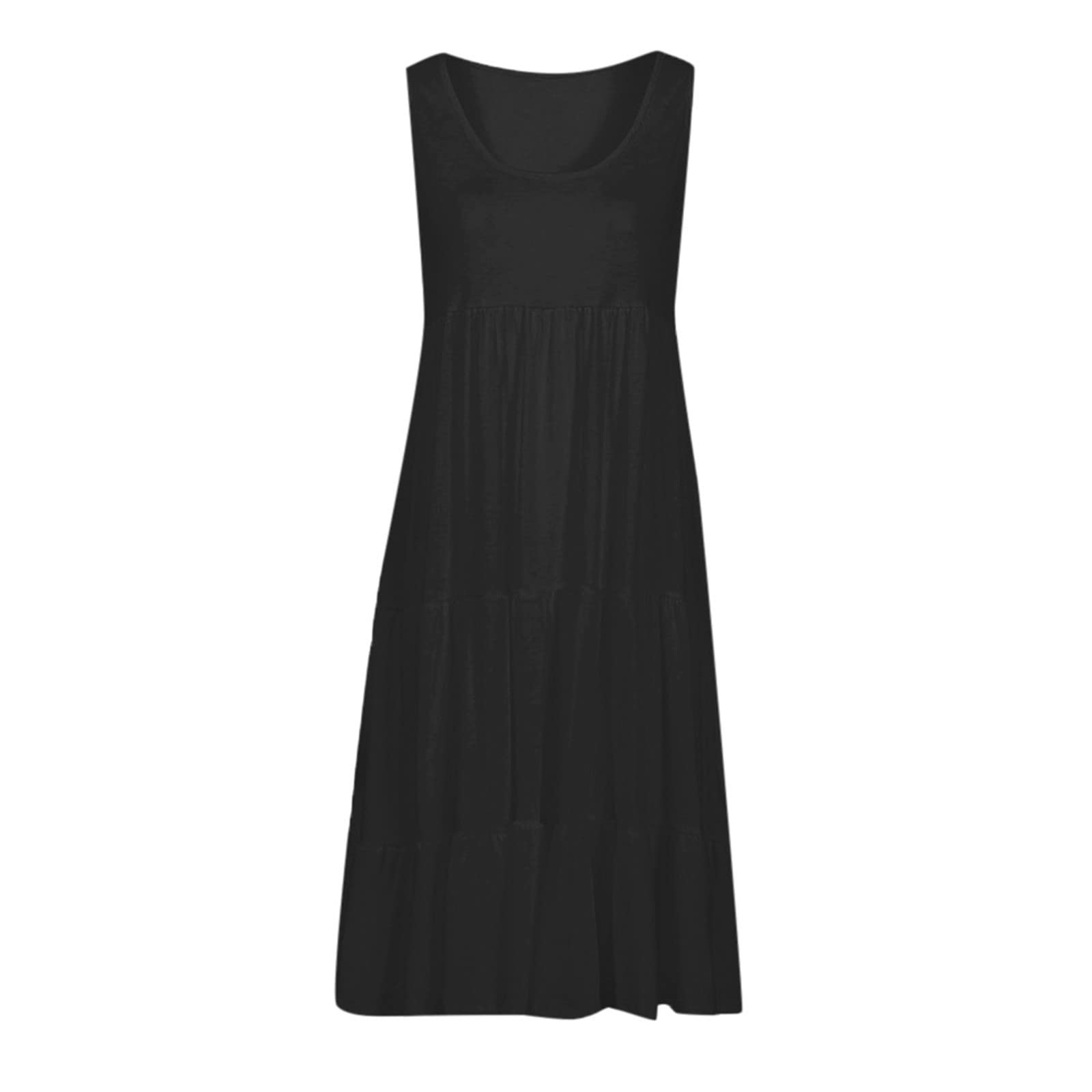 Women's Summer Casual Cocktail Dress - Round Neck Solid Color Swing Beach Dress | Perfect for Parties, Vacations & Outdoor Events