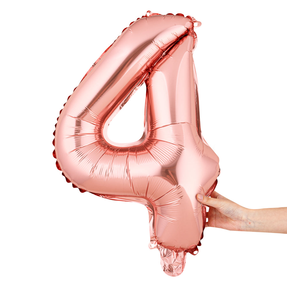 Balloonify Rose Gold Mylar Number 4 Balloon - 16 Inch Birthday Party Decorations (1 Count) - Perfect for Birthdays, Anniversaries & Baby Showers