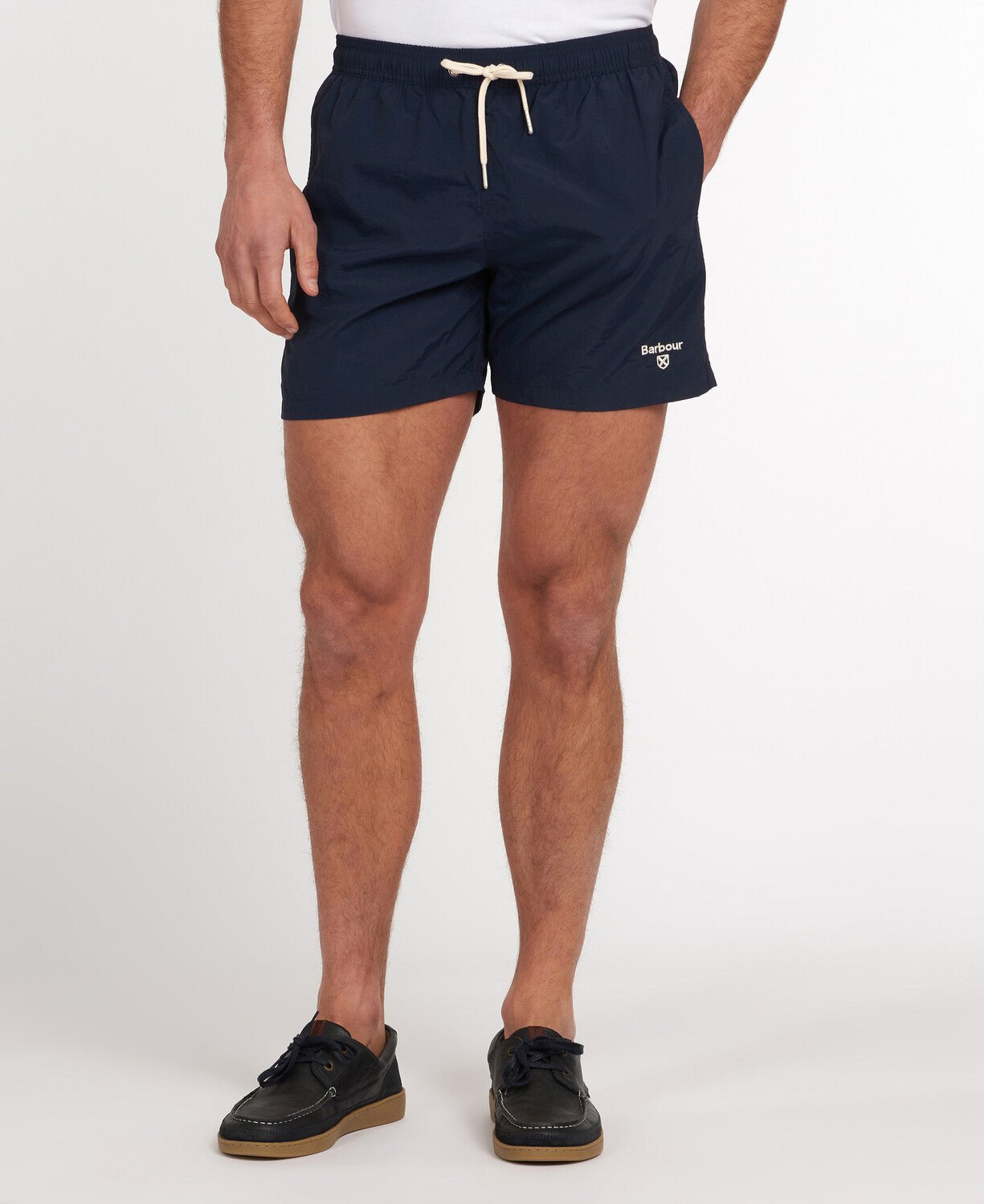 BARBOUR Essential Logo Swim Shorts for Men - Quick-Dry, Comfortable Navy Blue Swim Trunks - Perfect for Beach, Pool & Summer Vacations