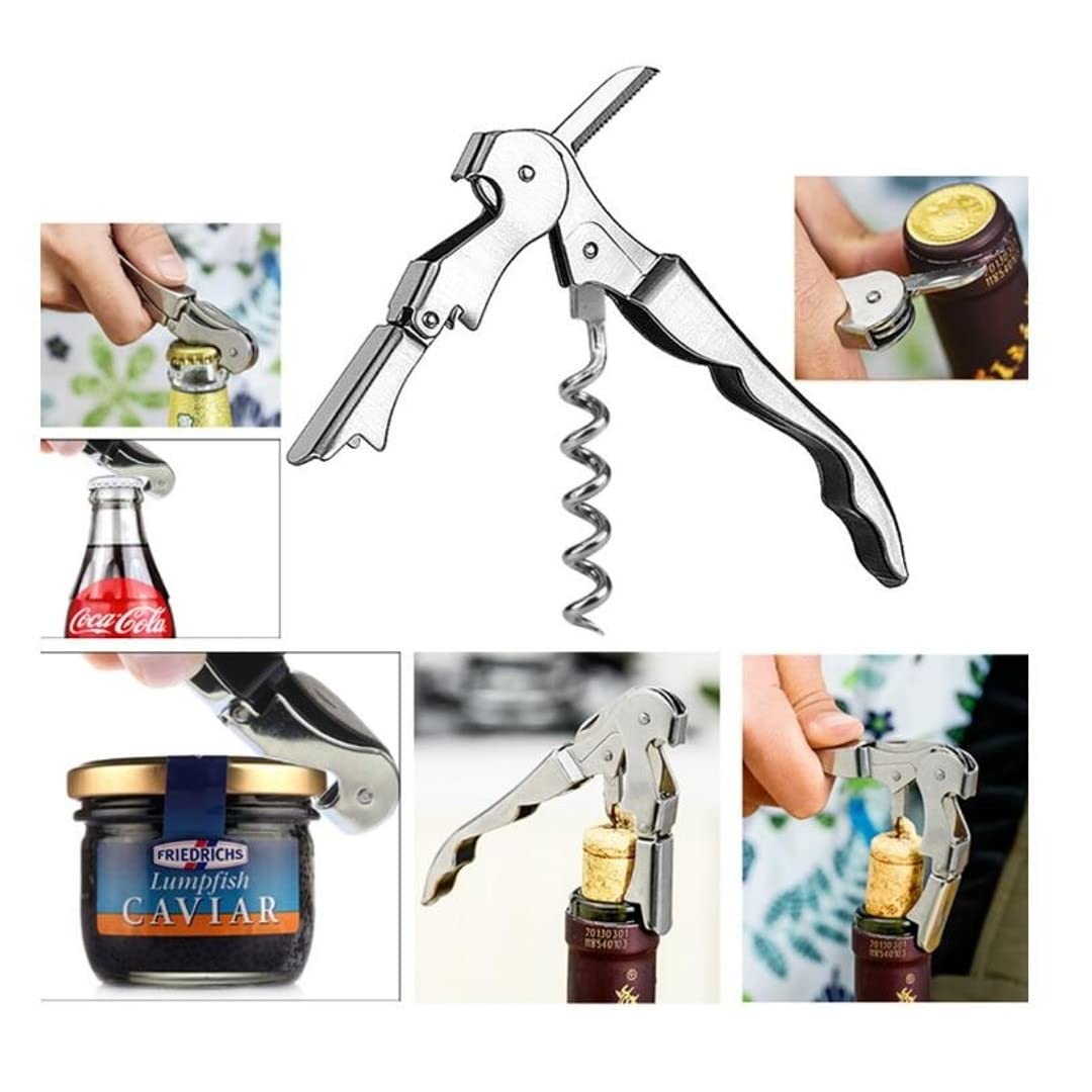 Premium Black Stainless Steel Wine Bottle Opener - Corkscrew for Wine & Beer | Elegant Bar Tool for Home, Parties & Restaurants