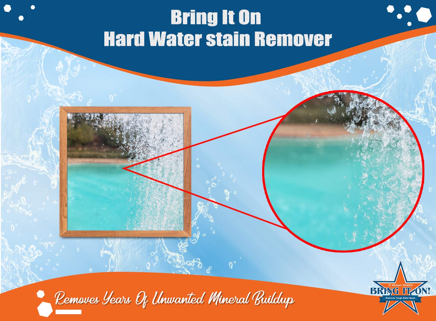 Bring It On Cleaner - Hard Water Stain Remover for Shower Doors, Tiles, Grout, Windows, Fiberglass & Tubs | Chrome Safe | 32oz (2-Pack) | Perfect for Bathroom Cleaning & Kitchen Stain Removal