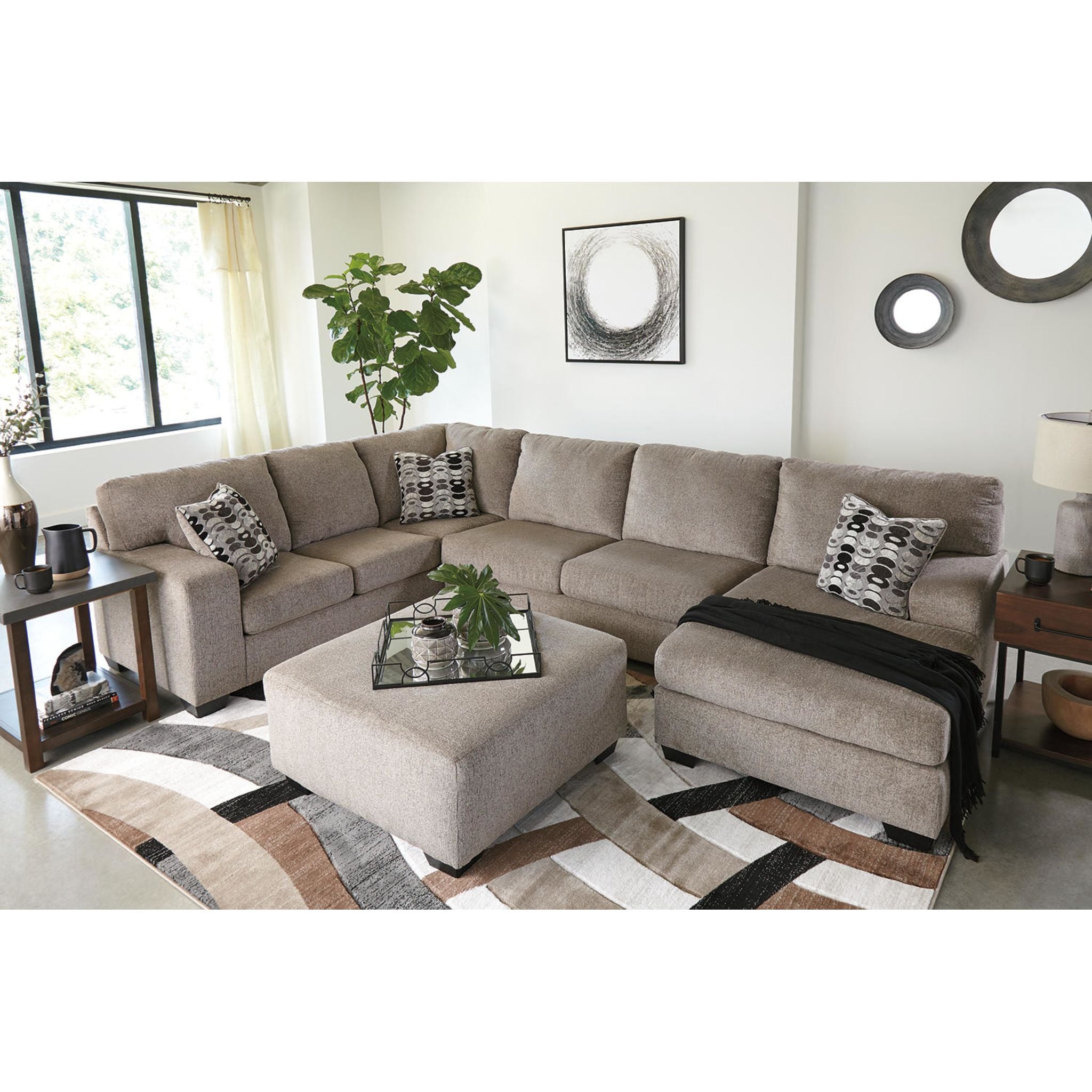 Ballinasloe Oversized Accent Ottoman - Large Round Storage Footrest Pouf with Tufted Design for Living Room, Bedroom & Home Decor