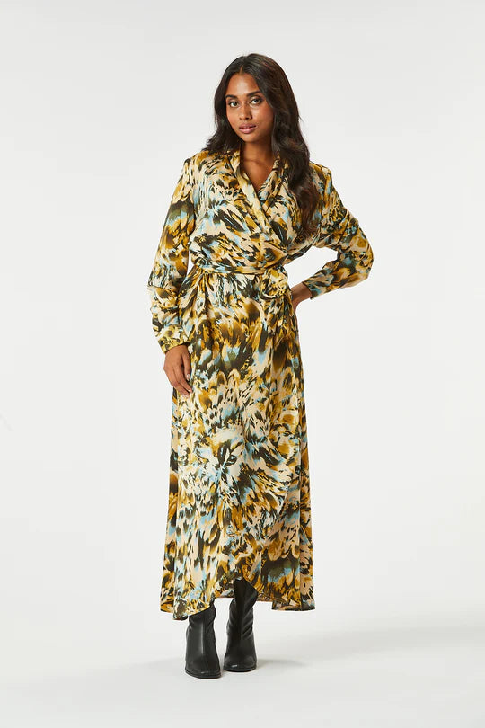 Brock Long Wrap Dress for Women - Flowy Green Maxi Dress with Belt, Elegant & Comfortable - Perfect for Summer, Beach, Office & Special Occasions