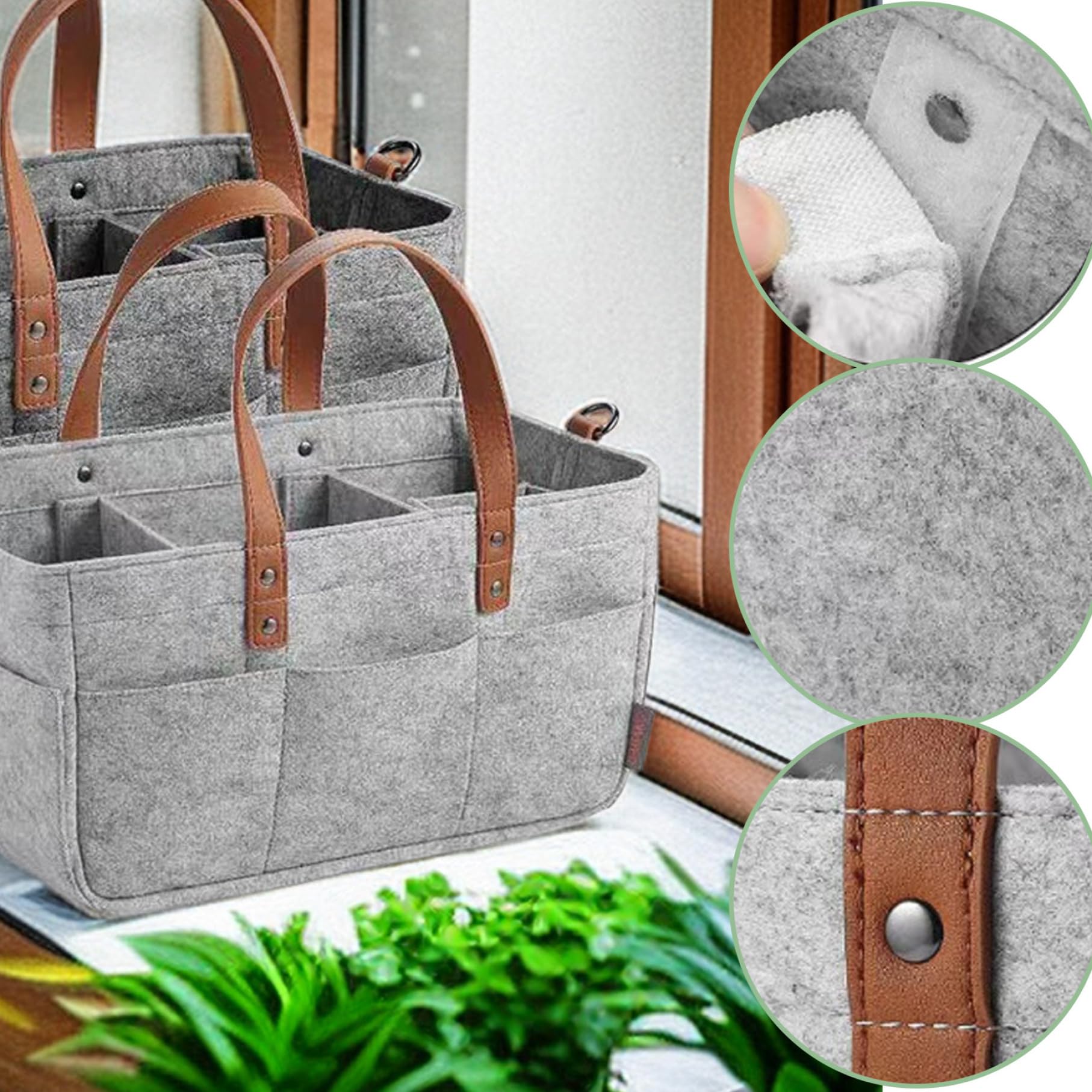 Portable Baby Diaper Caddy Organizer - Foldable Nursery Storage Bag for Diapers, Wipes & Essentials - Grey Felt Changing Table Organizer - Perfect for Nursery, Travel & On-the-Go Parents