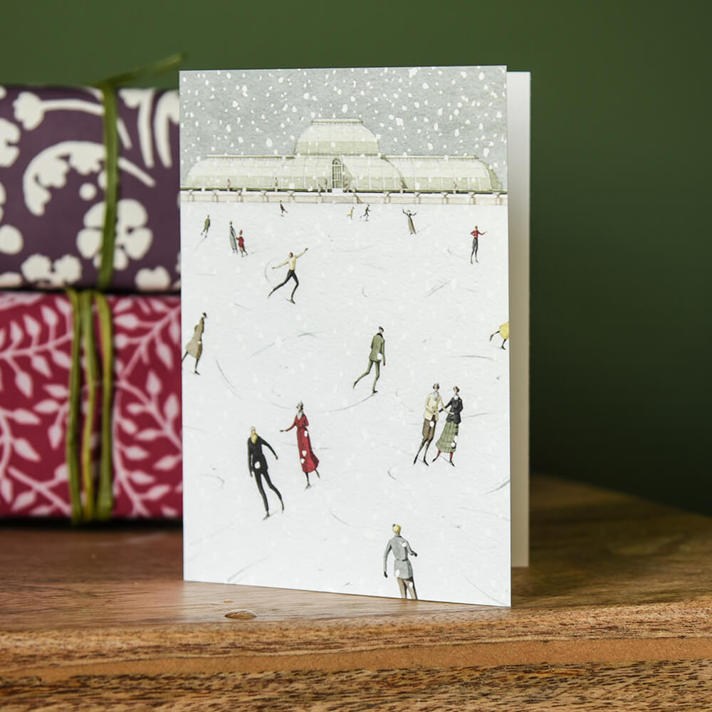 Christmas Cards - Skating at Kew - Pack of 10 - Perfect for Holiday Greetings, Winter Parties & Festive Decorations
