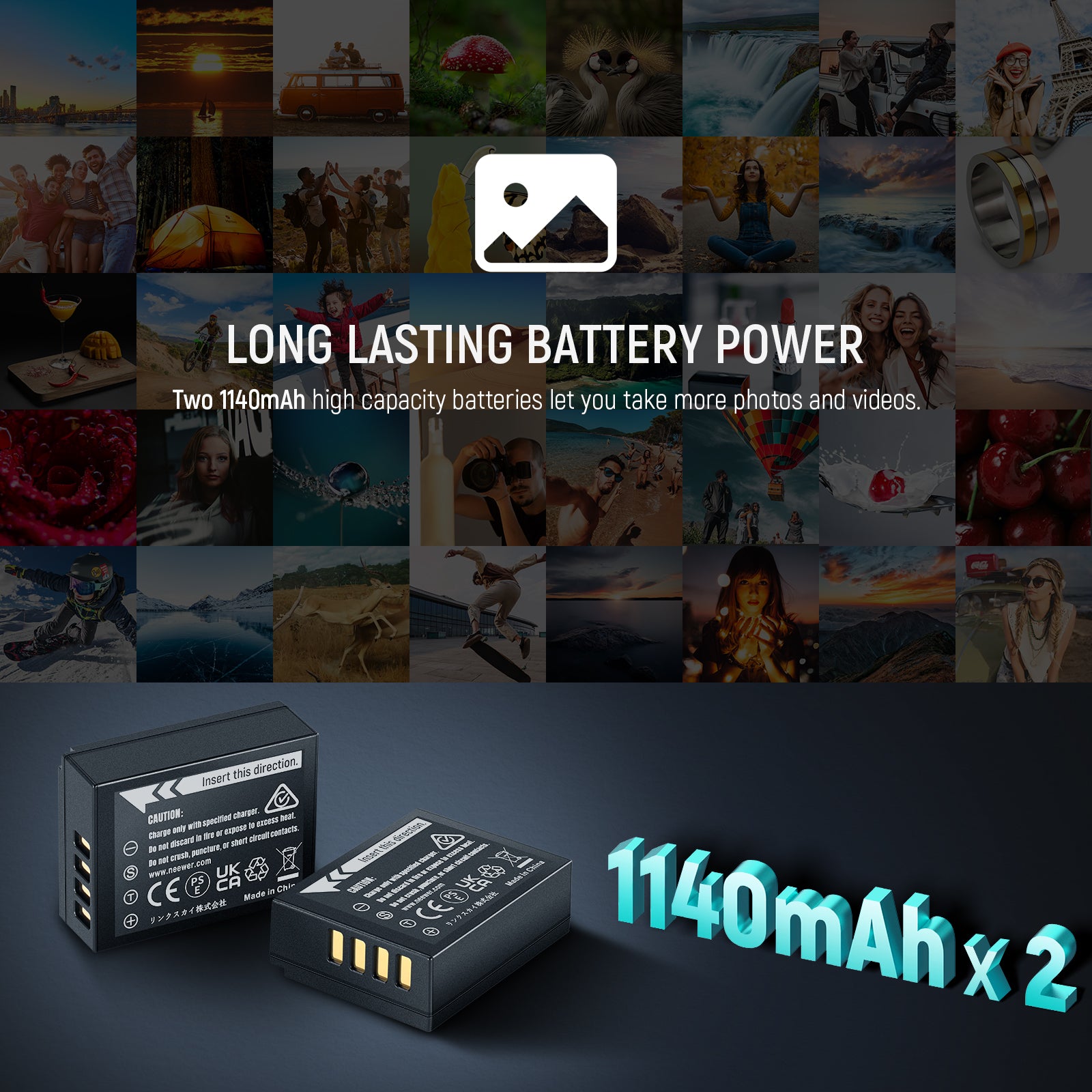 NEEWER 2 Pack 1140mAh NP-W126 Replacement Battery & Charger Set for Sony Cameras - Perfect for Travel, Vlogging, and Professional Photography