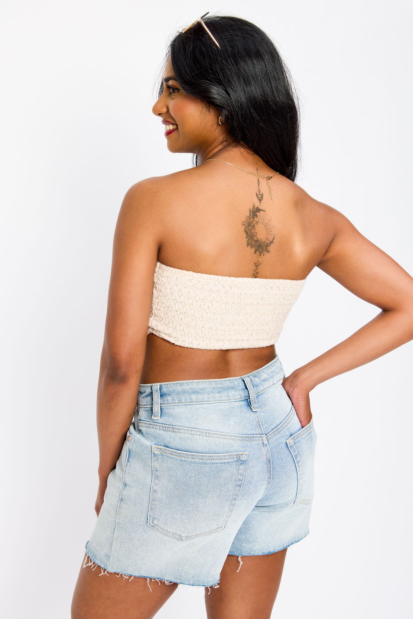 Lace Hanky Hem Tube Top for Women - Sexy Strapless Crop Top for Summer, Beach, Party, and Night Out