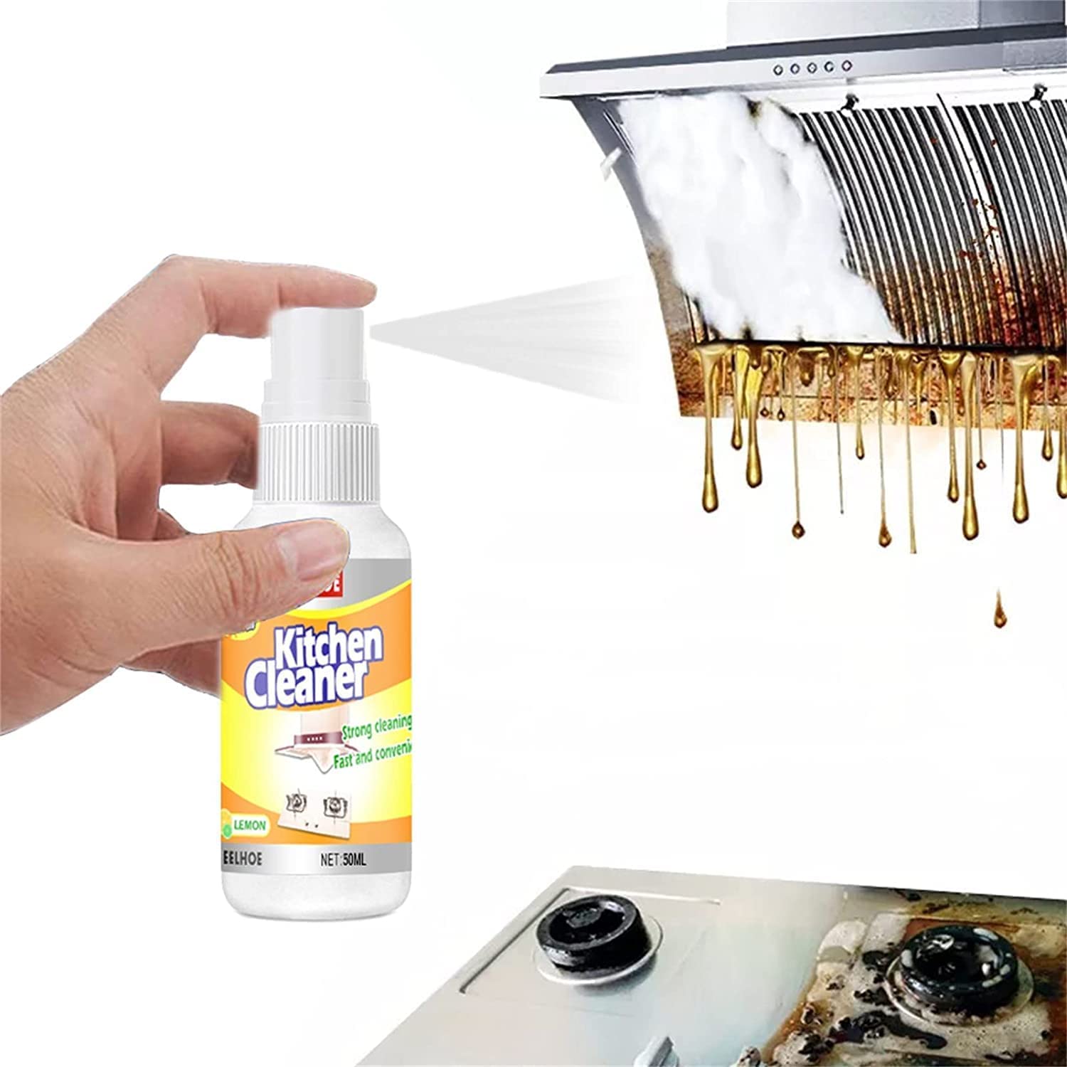 Professional Heavy Duty Degreaser Spray - 50ml/100ml Multi-Surface Foam Cleaner for Kitchen, Oven, Stove, Grill & Vehicles | Powerful Oil Remover for Restaurants & Home Use | Ideal for Deep Cleaning Greasy Surfaces & Tough Stains