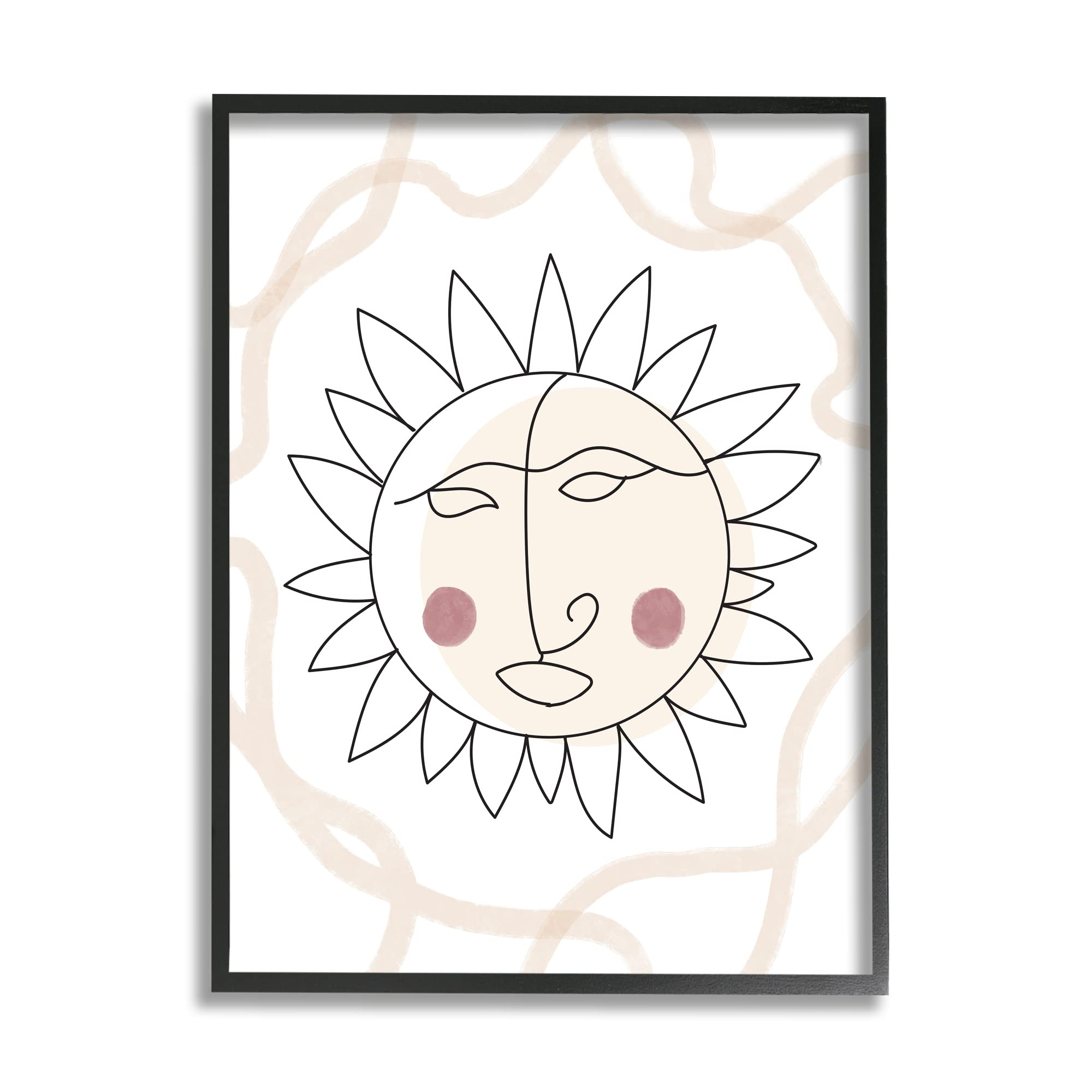 Stupell Industries Boho Sun Line Drawing Solar Rays Squiggle Wall Art - Modern Abstract Sun Design by Lil' Rue - Perfect for Living Room, Bedroom, or Office Decor