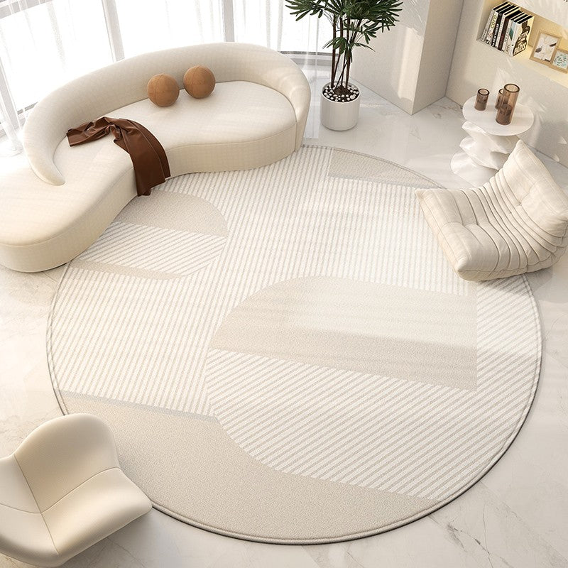 Modern Round Rugs for Bedroom & Living Room - Non-Slip Circular Contemporary Rugs for Dining Chairs, Geometric Design Home Decor - Perfect for Boho, Farmhouse & Minimalist Interior Styles